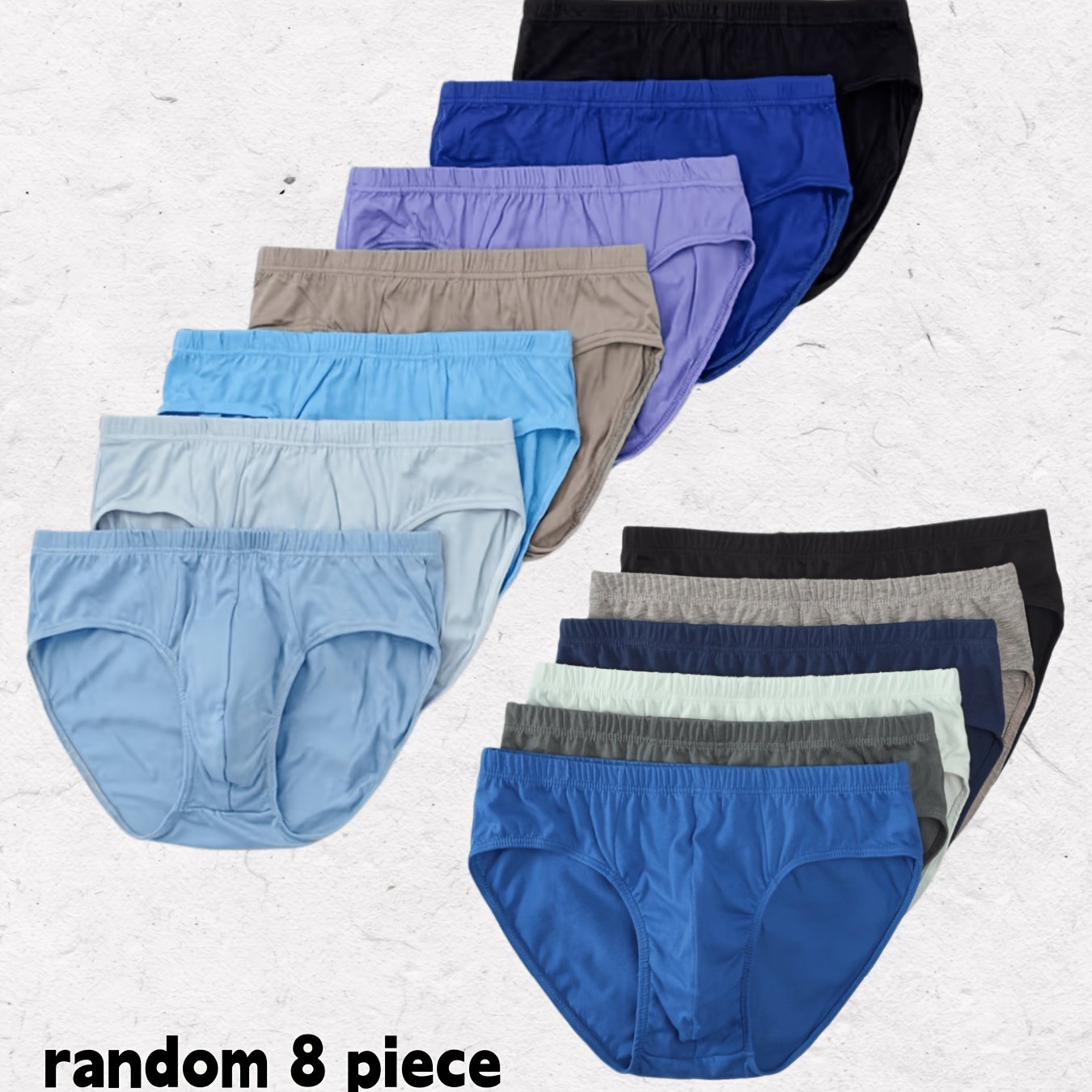 Image of (random 8pcs) 100% Underwear For Middle-aged And Elderly Men, Solid Color Triangle Briefs, Soft, Comfortable, High-stretch, Loose-fitting Boxer Briefs, Dad Underwear, Gift For Father