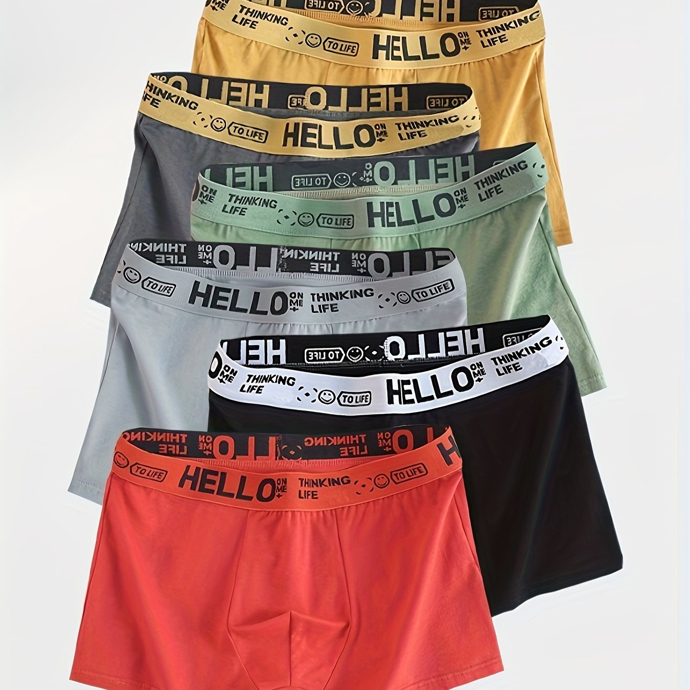 6pcs Men's Athletic Letter Print Boxer Briefs