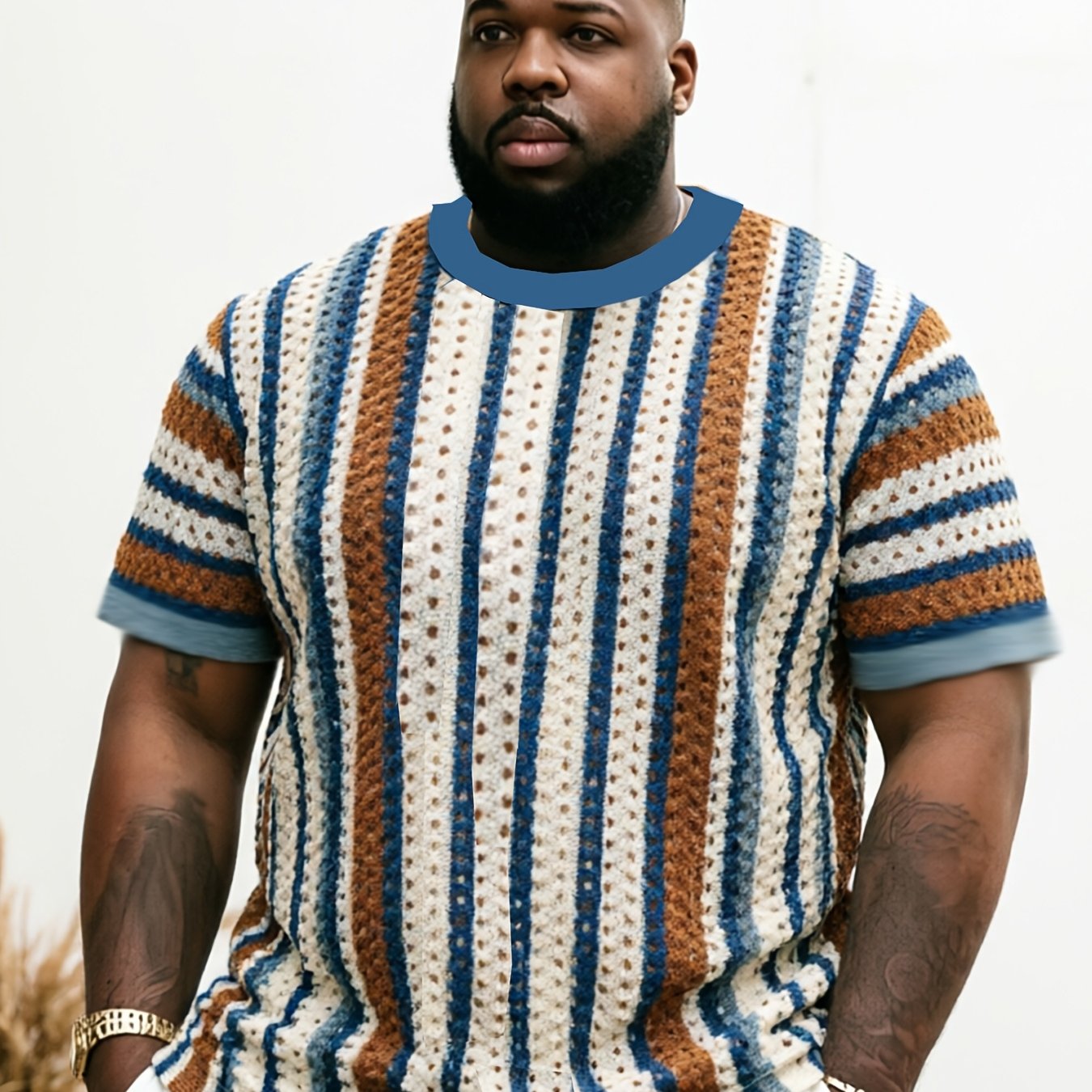 TEMU Men's Short-sleeve T-shirt, Plus-size Men's Clothing, Summer Round-neck Top, Loose-fitting Casual Pullover For Summer, Suitable For Outdoor