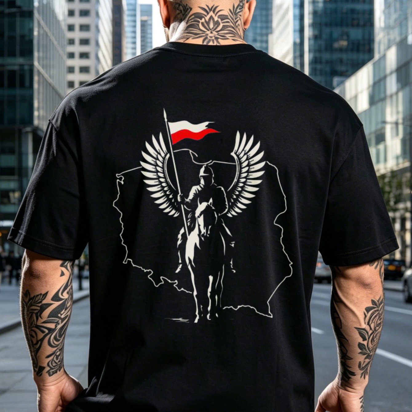 Image of Stylish Polish Hussar Winged Hussar Poland Shirt Flag Graphic Tee Patriotic Polish Design Unisex Shirt