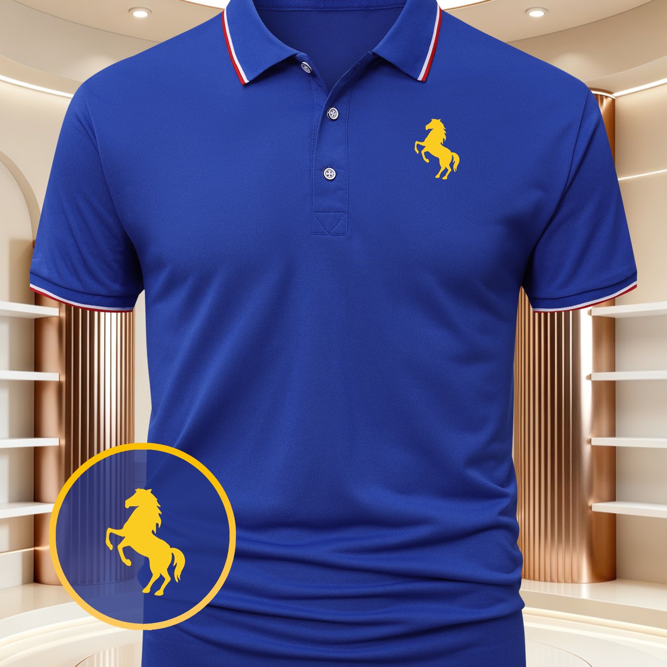 TEMU F1650-jinma2 - Plus Size Men's Short-sleeve Shirt, Suitable For Outdoor Golf, Equestrian Activities, , Hiking, Fishing, Camping, Beach , And