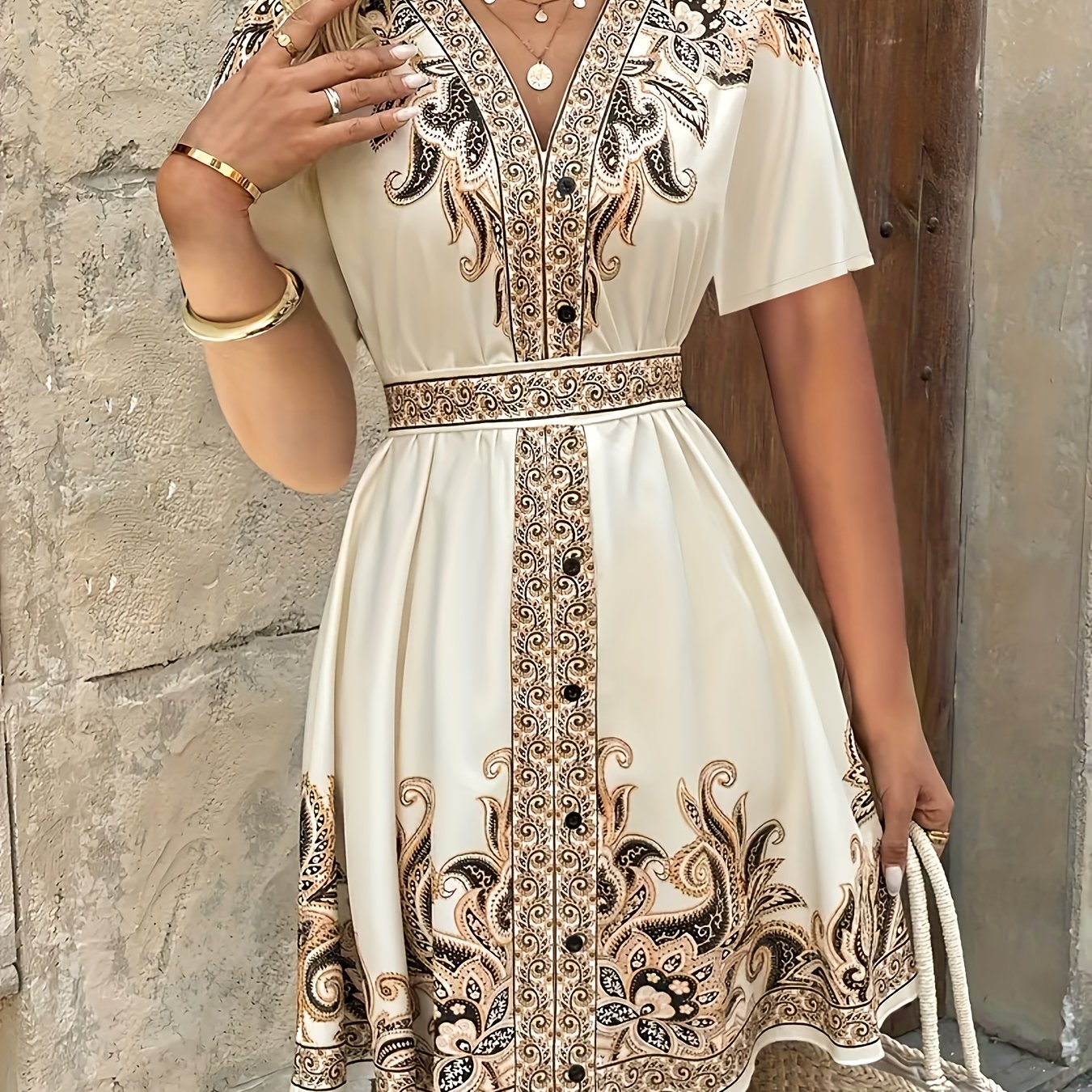 Women's Fashion Positioning Print Dress