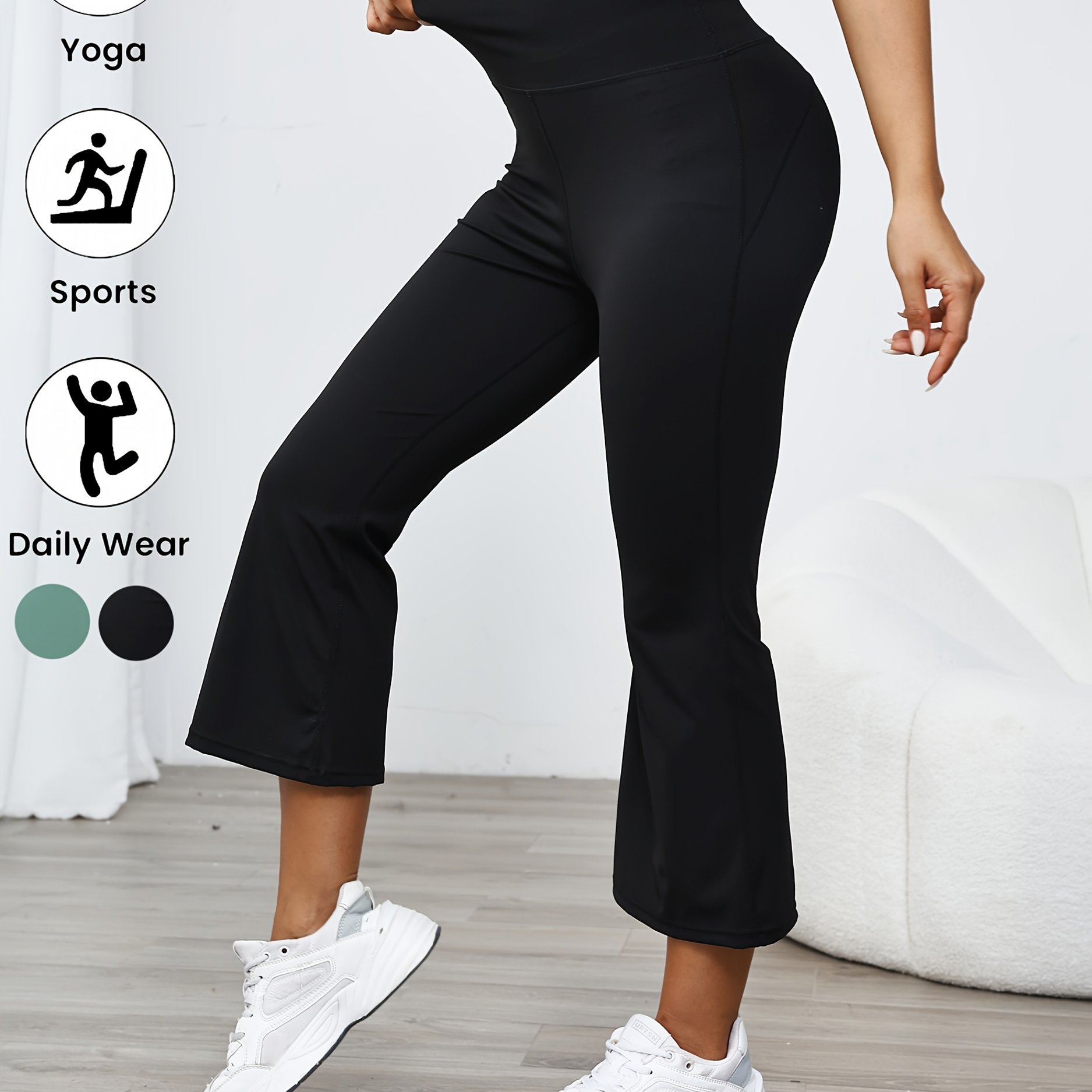 Image of K1128# Capri Capris Seamless Nude High-waist -lifting Athletic Fitness Yoga Pants Casual Flared Trousers Women