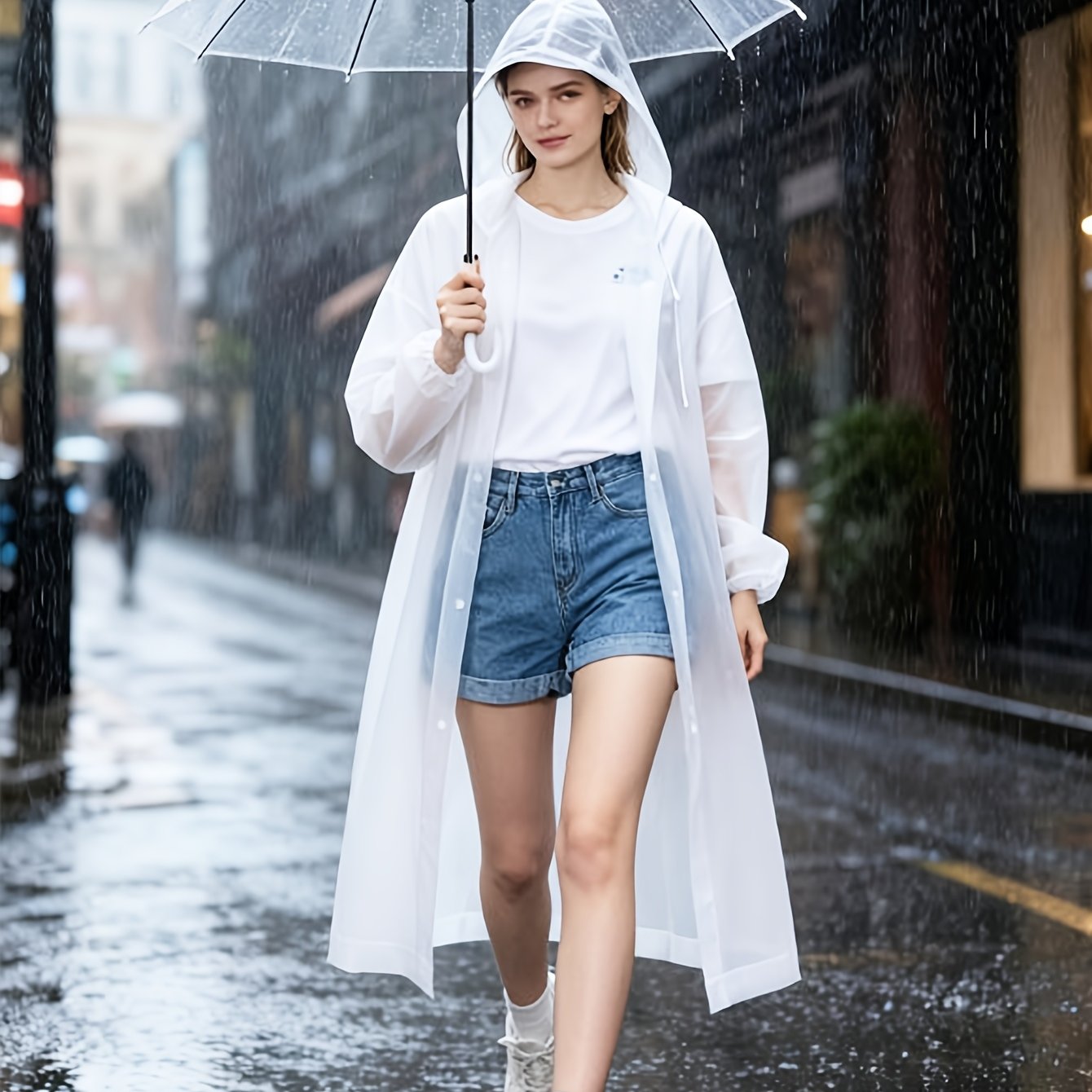 TEMU Impermeable para actividades al aire libre - Chaqueta con capucha para todo el cuerpo, resistente al viento, con puños y cintura ajustables,