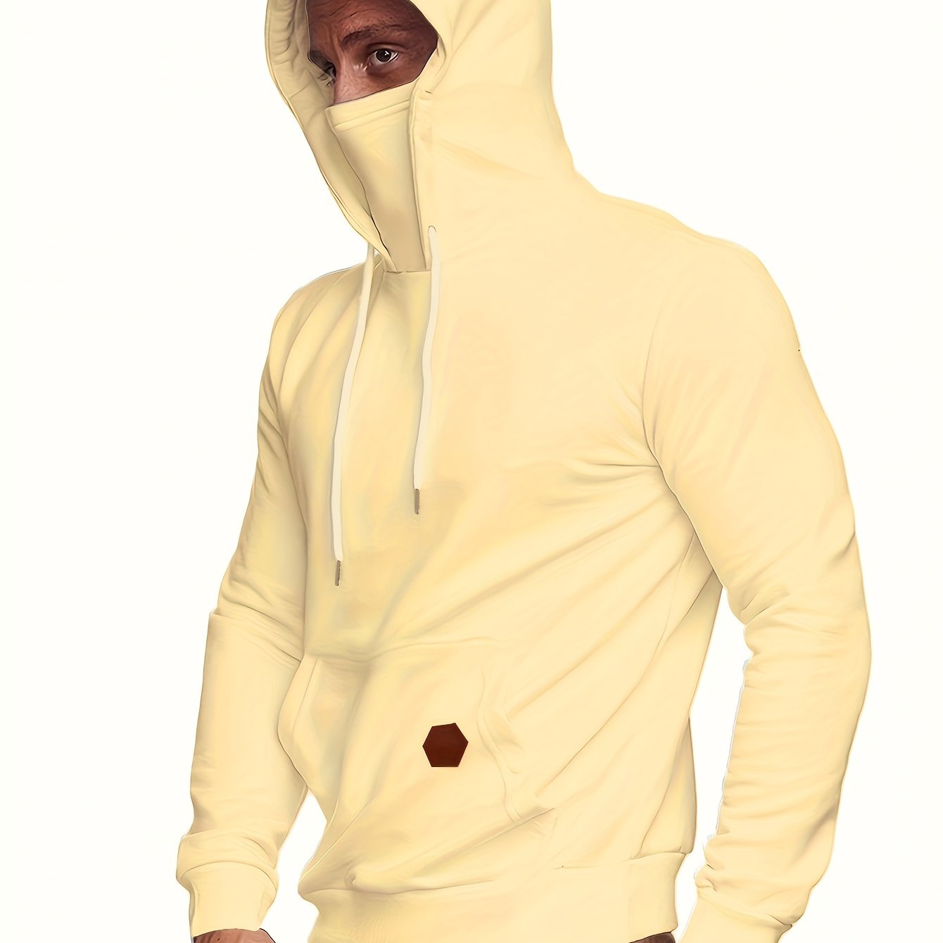 Men s Hoodie Face Cover Casual Drawstring Hooded Sweatshirt Temu