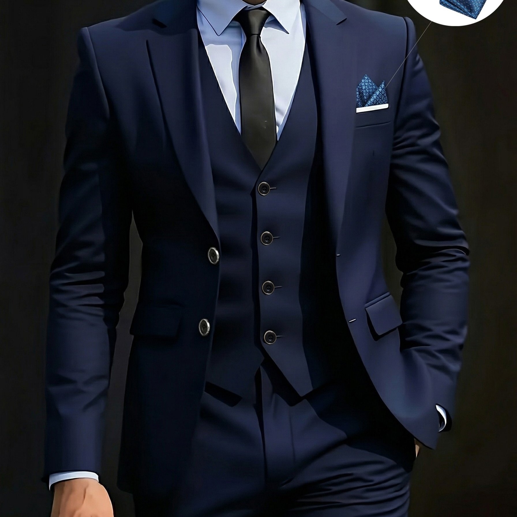 TEMU Men's 3pcs Suit Set, Including Suit Jacket, Vest, And Trousers, Stylish And High-quality, Suitable For Weddings, Parties, Or Formal Events. With