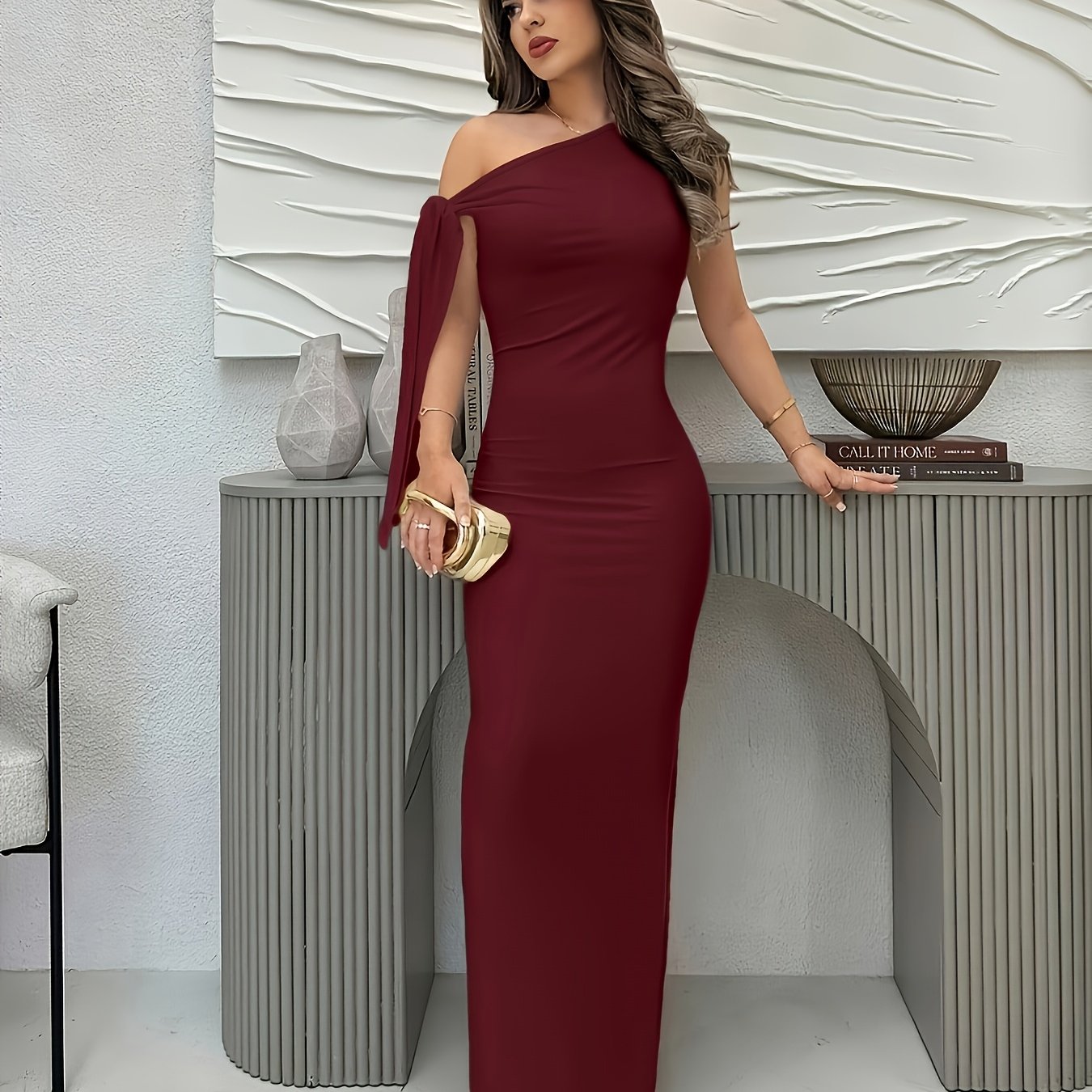 TEMU Abito da cerimonia da donna , elegante, plissettato, con e lacci spalle, per la laurea