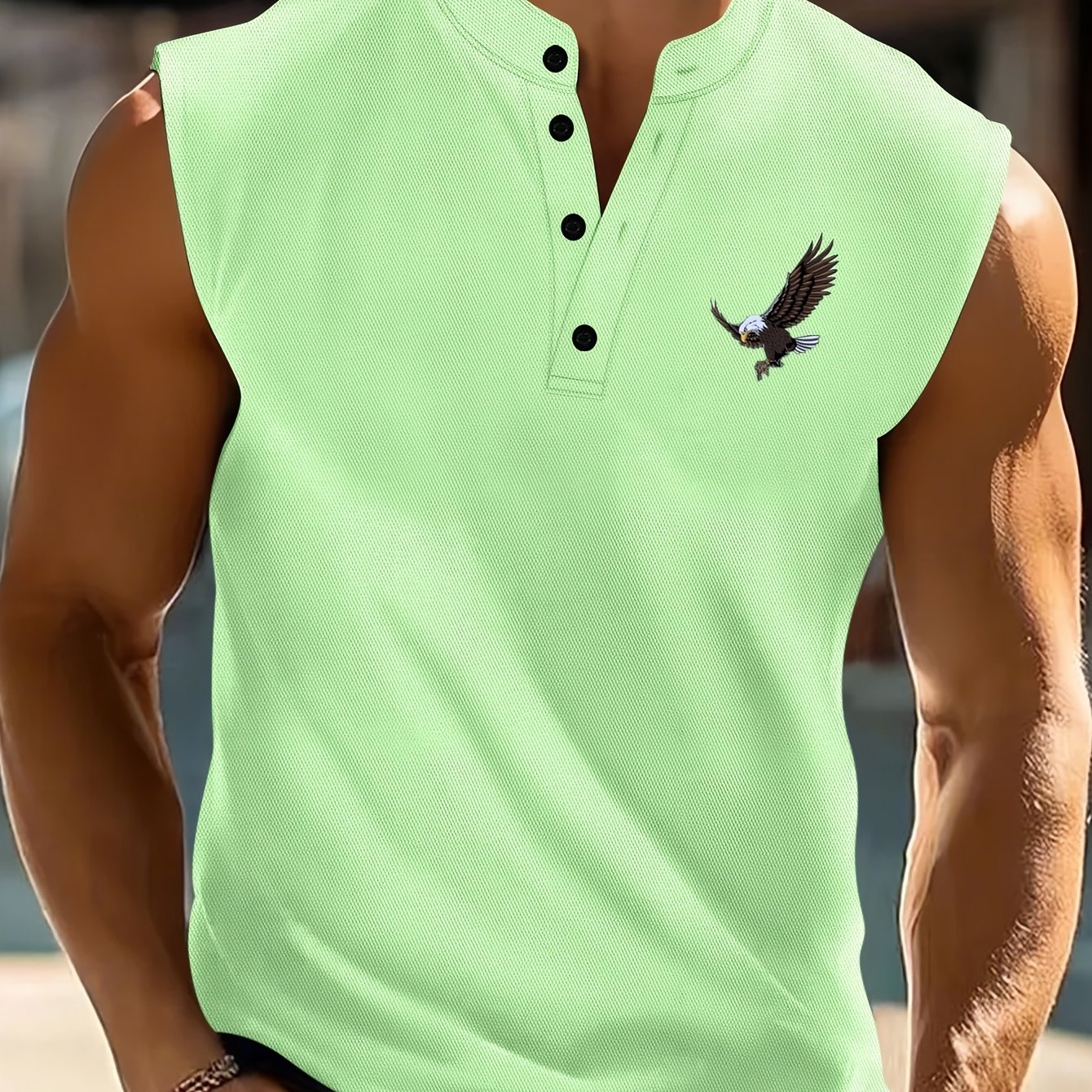 TEMU Men's Printed Top Summer New Arrival Sleeveless T-shirt European Style Men's Business Casual Shirt Breathable Thin Sportswear Tee
