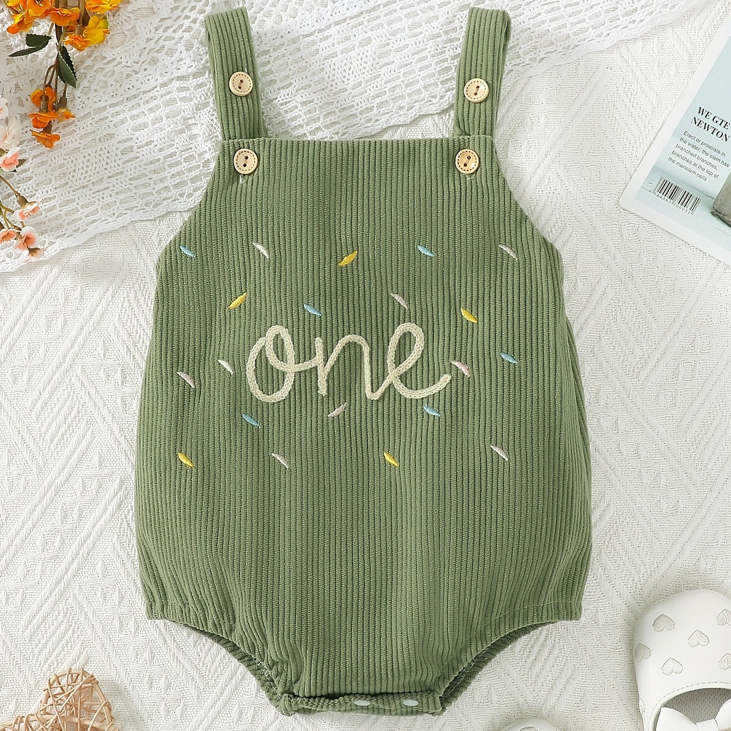 Image of And Young Neutral 3-color -piece Corduroy Romper, For Outdoor