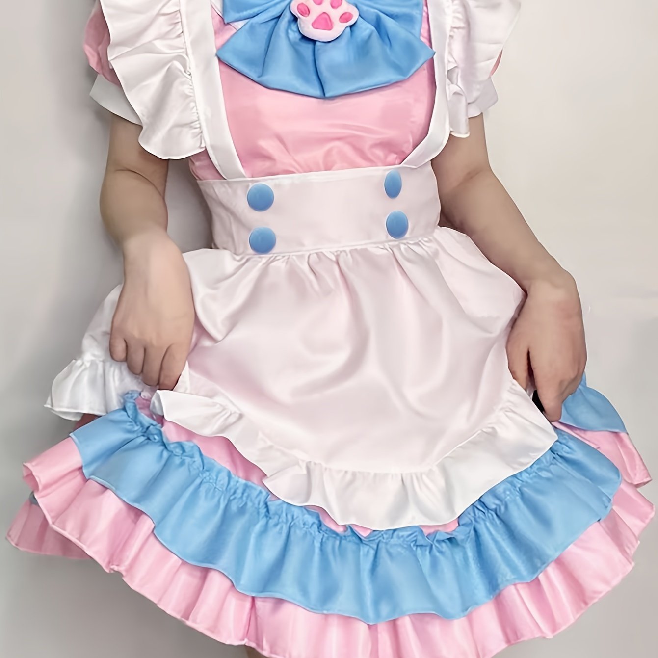 Image of New Dress Short Women's Dress Princess Dress Event Evening Dress Bridesmaid Dress Free Apron Headdress Front Chest Bow Cat Claw Accessories