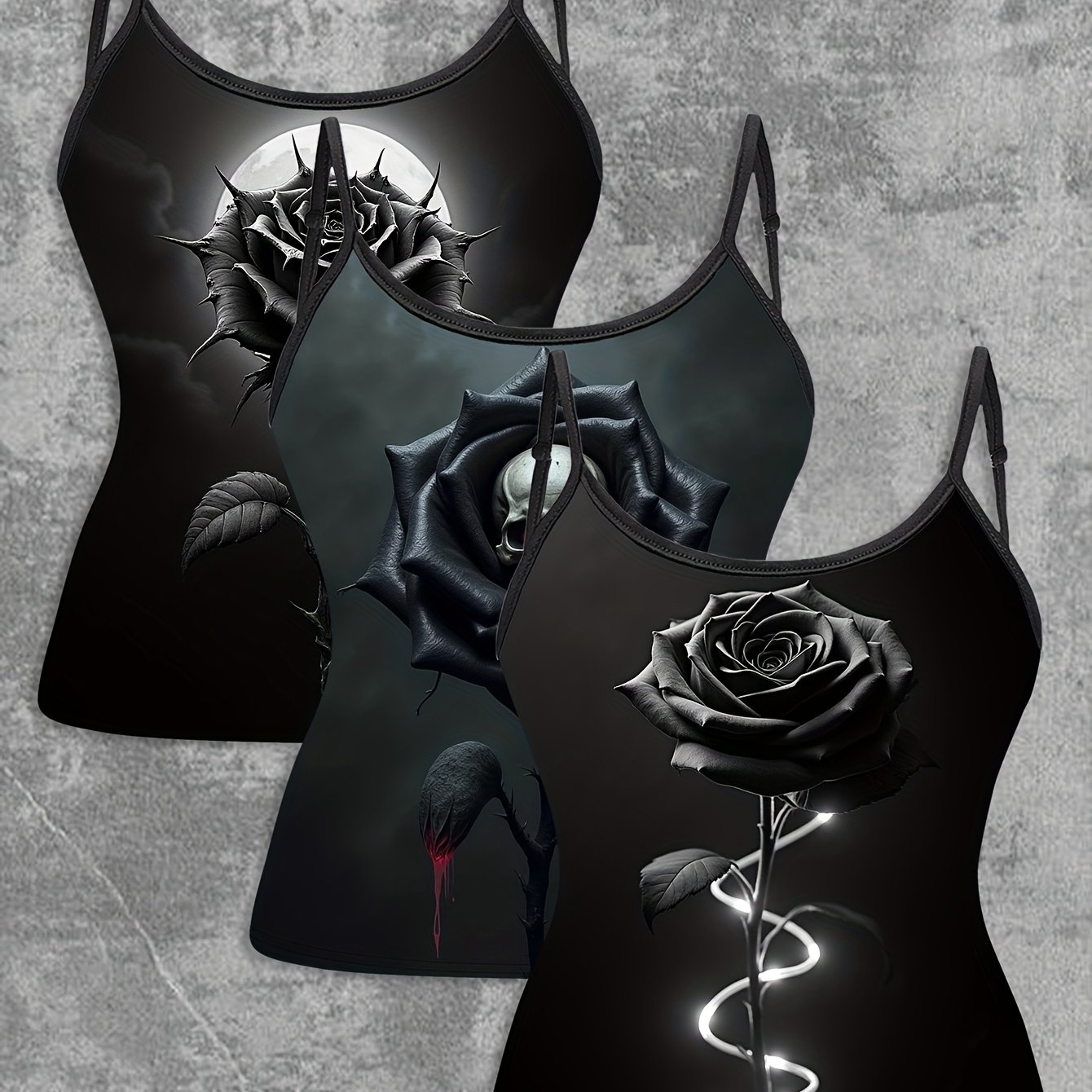 TEMU 3pcs Set Fashionable New Women's Printed Vest Casual Outerwear Spaghetti Strap Tops
