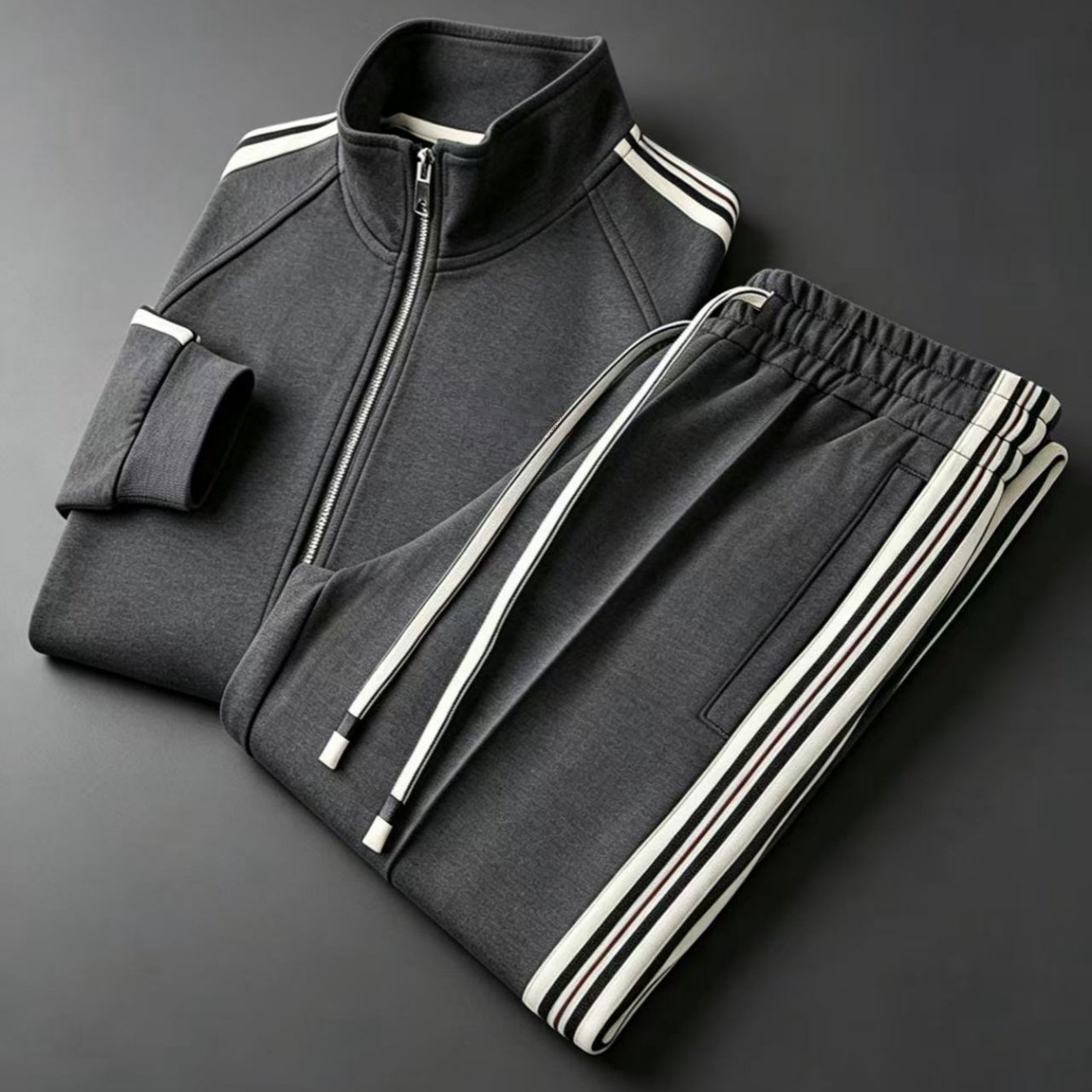 2pcs Set: Men's Casual Sportswear - Jacket + Drawstring Pants (multiple Colors ), Plus Size