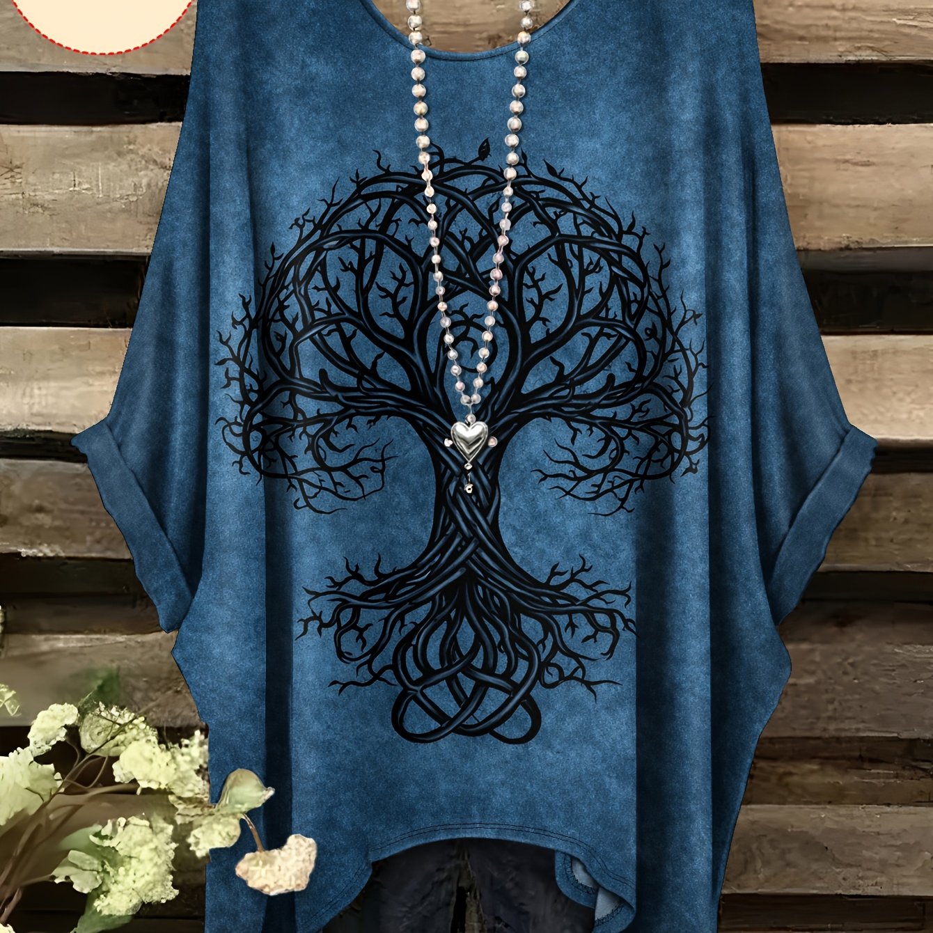 TEMU Printed Design-not Textured, Women's Plus-size T-shirt, Plant Pattern Print Short Sleeve, Versatile And Stylish Round-neck Loose Fit T-shirt,