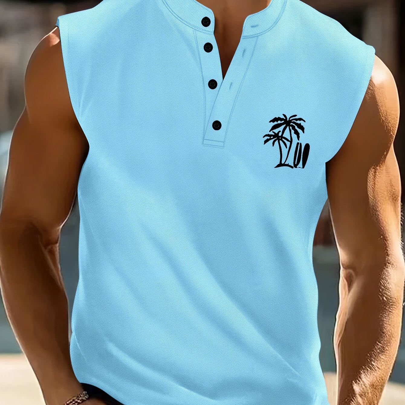 TEMU Men's Summer Casual Sports Henley Shirt, Breathable Quick-dry Fashion Stand Collar T-shirt