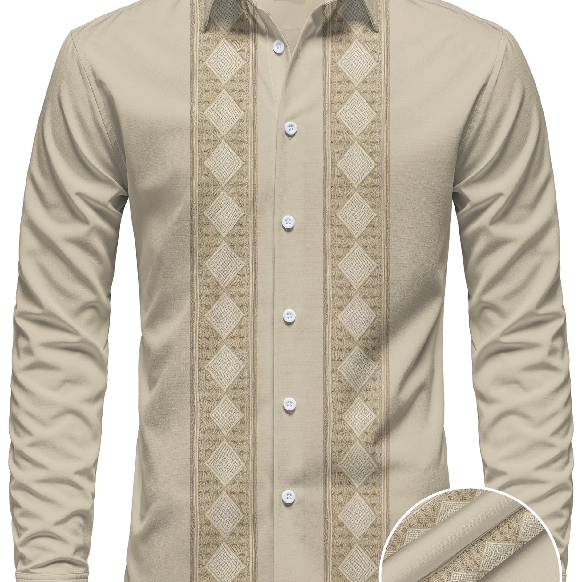 TEMU Modern Filipino Traditional Shirt, Barong Tagalog Long Sleeve Shirt, Fashionable Casual, Men's Ethnic Barong Shirt, Traditional Attire, Spring