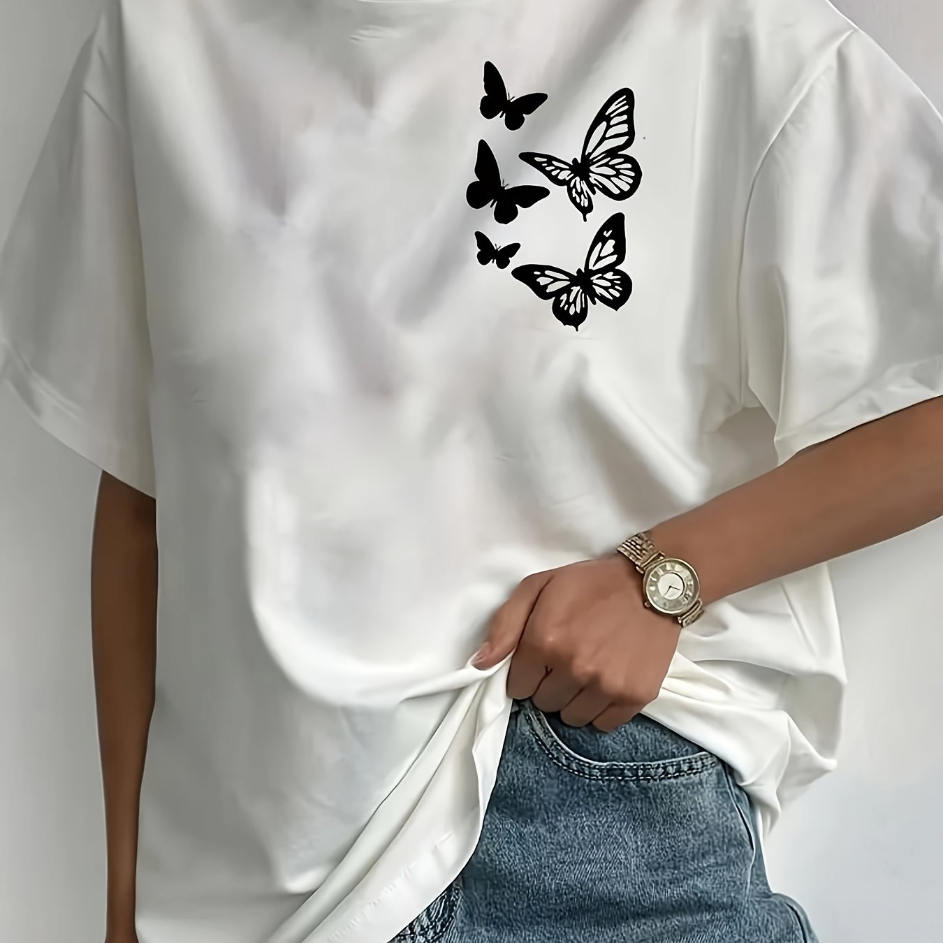 TEMU Plus Size - Plus Size - 0-8xl Plus Size Casual Fashion Printed T-shirt Women's Clothing, Trendy Base Layer Daily Outing Casual Wear Short Sleeve
