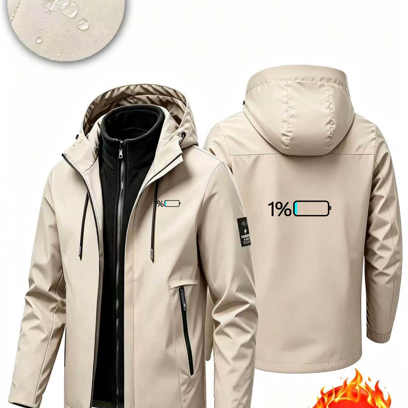 Men's 3-in-1 High Quality Windproof Jacket with Removable Liner