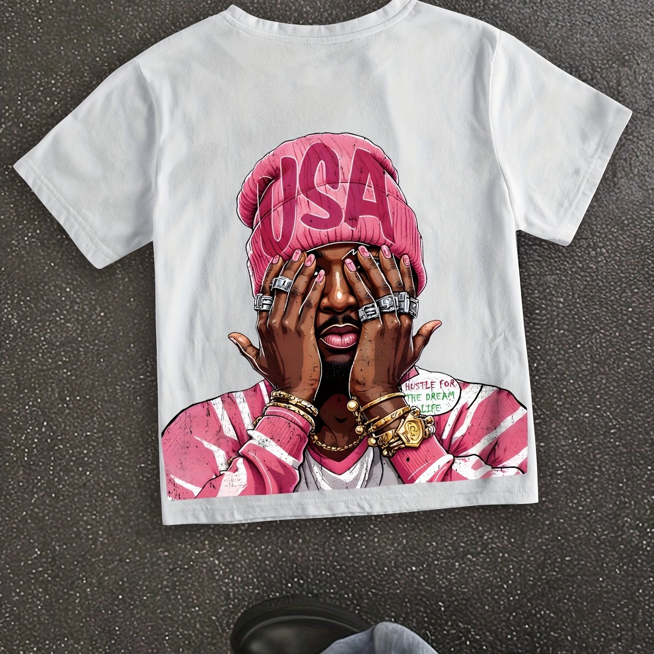TEMU Short-sleeved Round-neck T-shirt With Celebrity Portrait Print