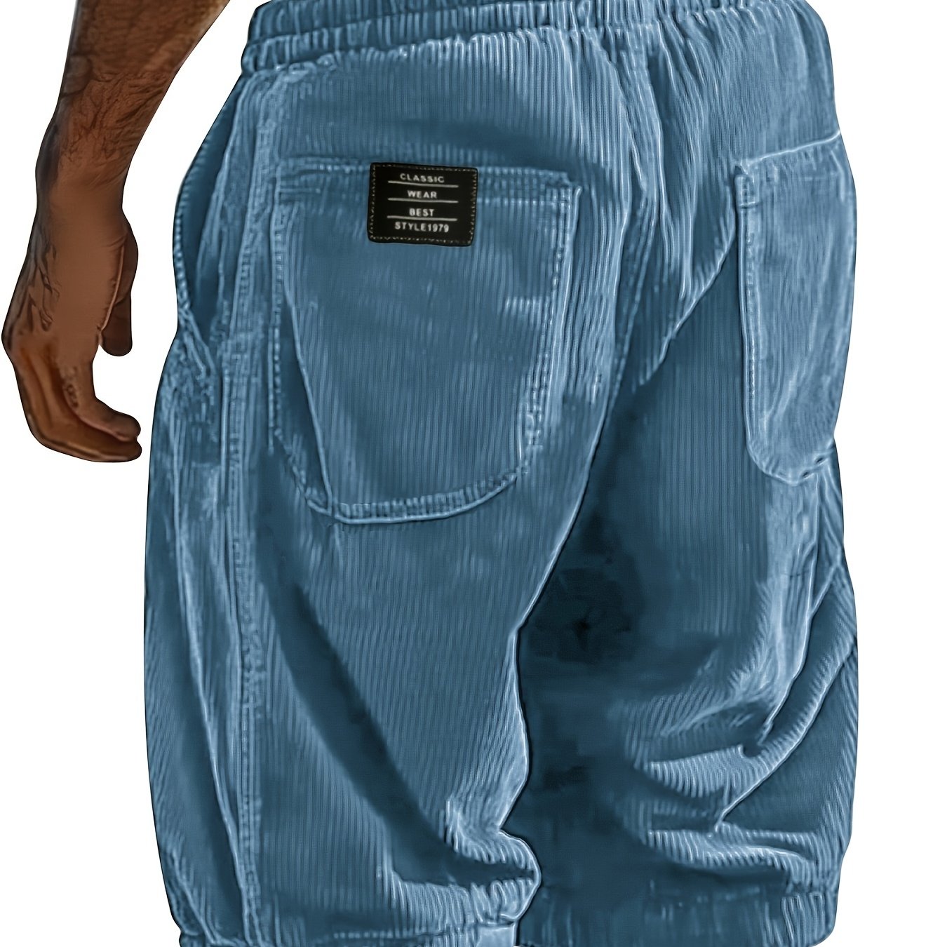 Image of 2026 Men's Corduroy Shorts With Back Pocket And Black Label, Drawstring Loose Casual Trendy (refer To Size Chart)
