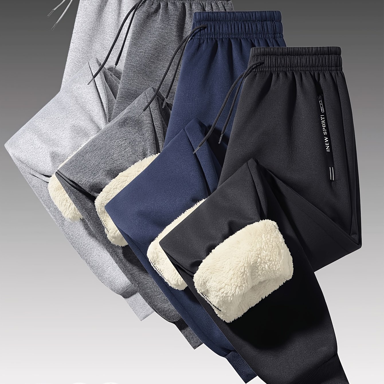 TEMU Men's Casual Sportswear - Men's Casual Sportswear Warm Pants - Lining - Thickened - Winter - Suitable For Jogging, Fishing And Fitness. For A