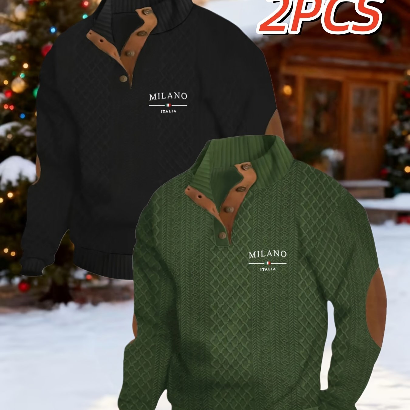 TEMU [ Obm]2025 's Top, Men's Jacquard Stand Collar Sweatshirt, Stylish And Trendy, Designed In A Regular Fit, Comfortable Fabric, Three-dimensional