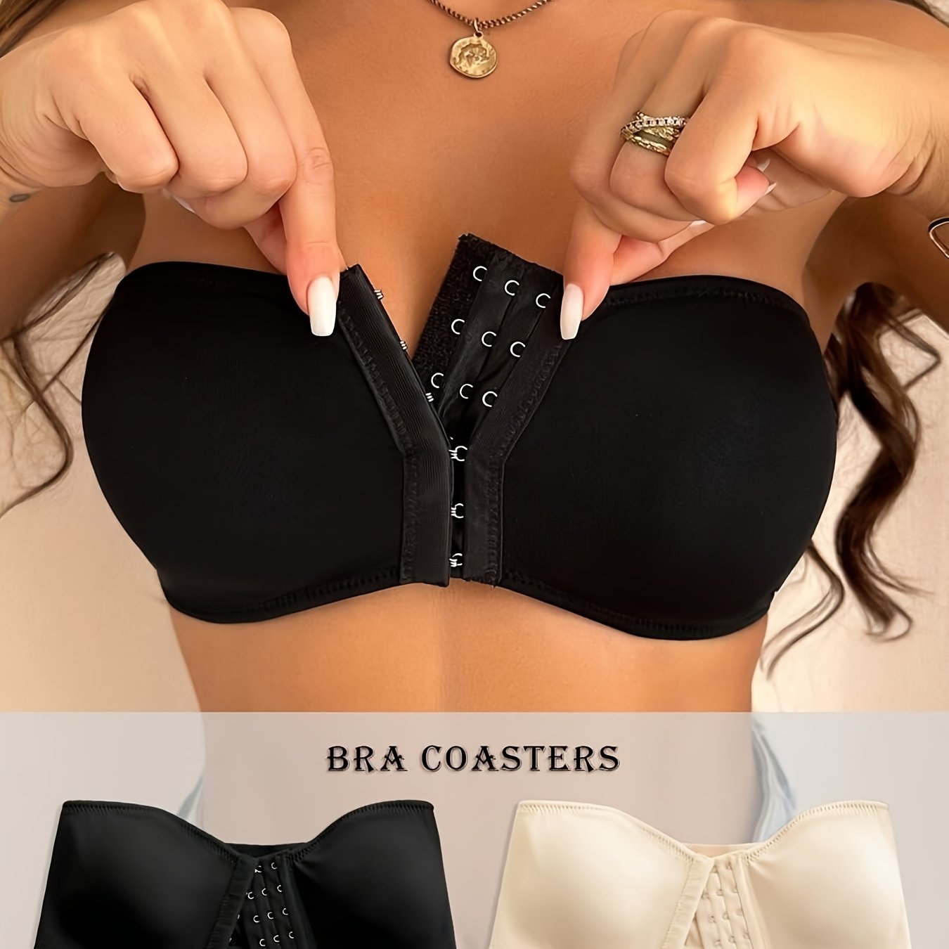 Image of 2pcs Wedding Bra Set, Front Closure Padded Underwire Push-up Bras For Women