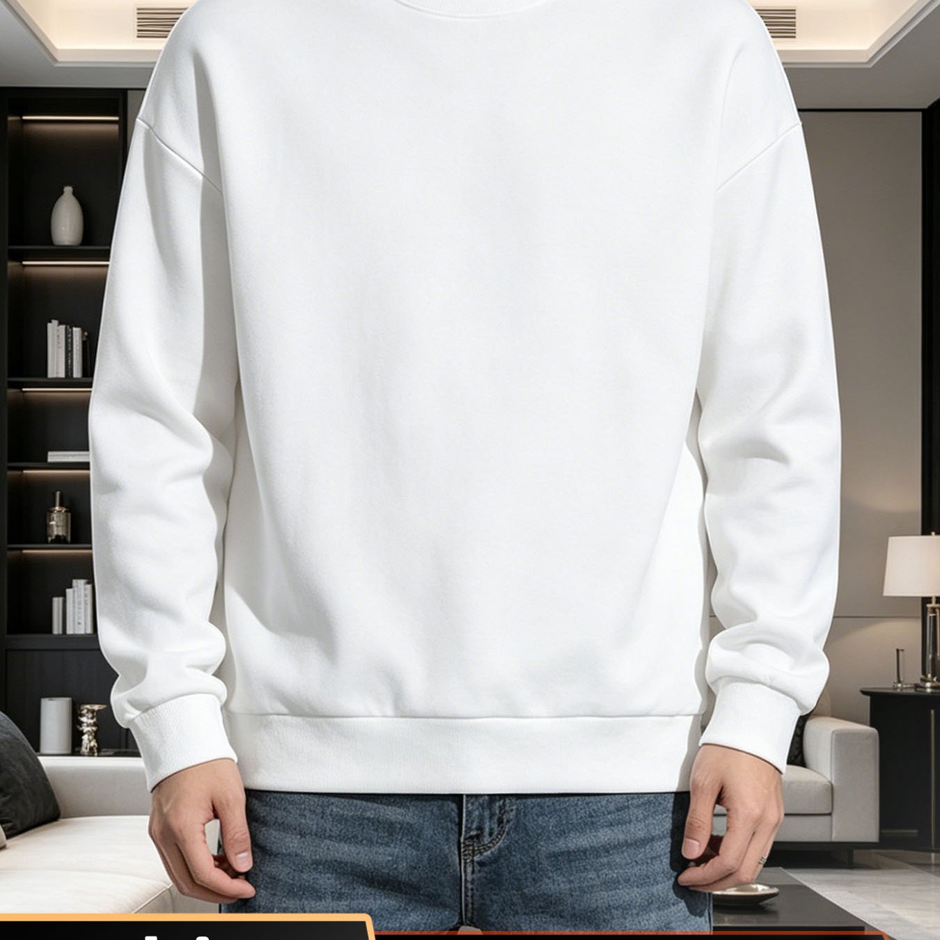Thin Oversized Crew Neck Sweatshirt Men's, Non-fade Casual Long Sleeve Sweatshirt, Solid Color Loose Pullover Sweatshirt, Soft Breathable For Spring Autumn, Unisex Hoodless Sweatshirt