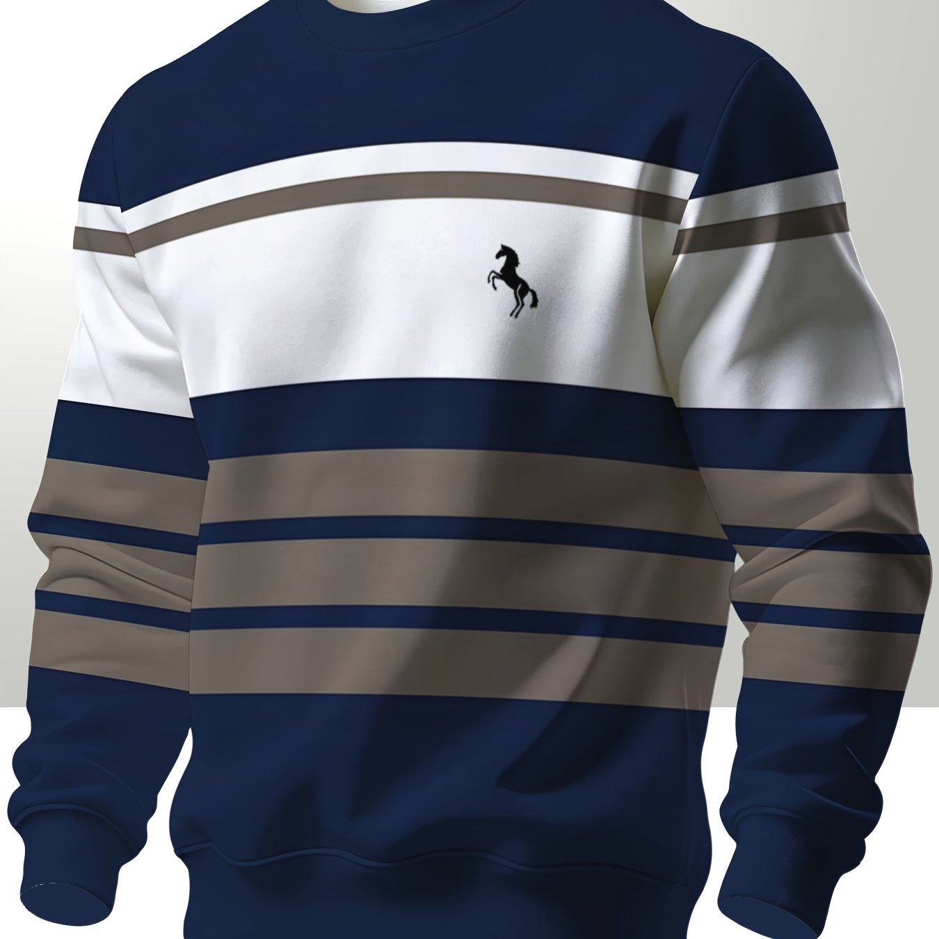 TEMU Sudadera de larga con cuello para hombre con estampado aleatorio, corte regular, top moderno, y , versátil para salidas