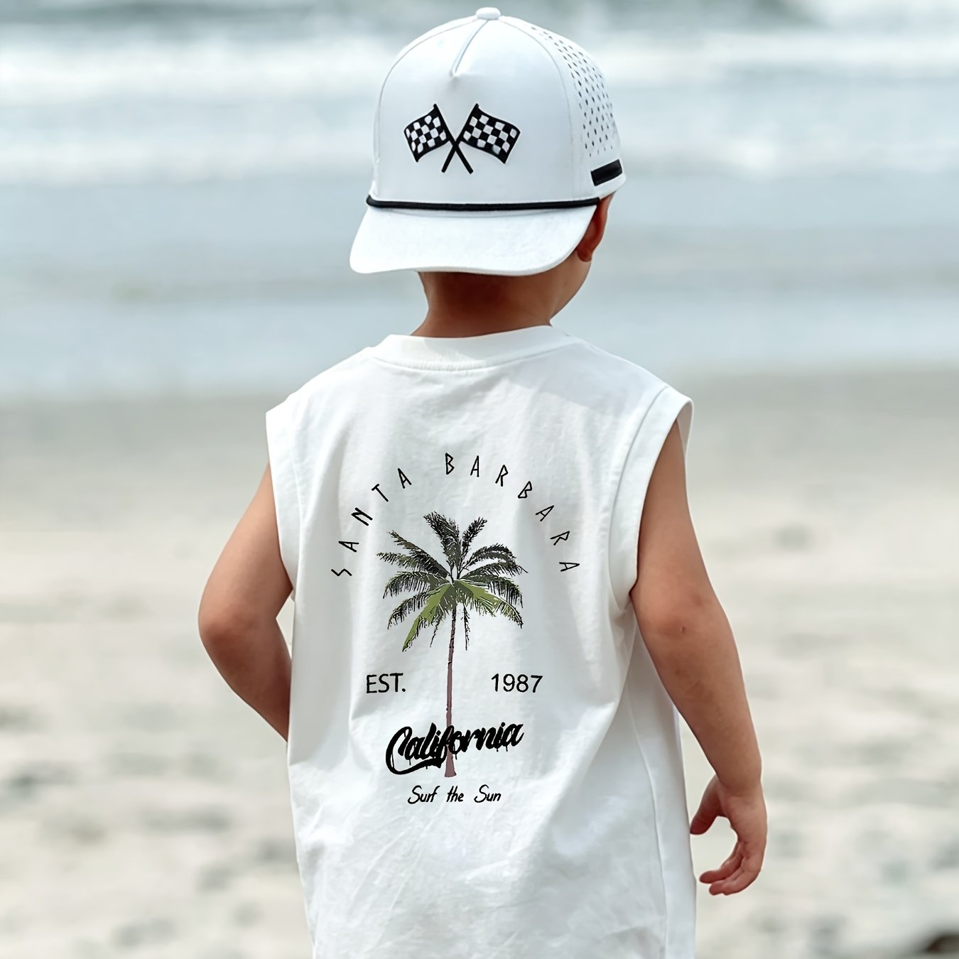 TEMU A Boys' Tank Top - A Fashionable And Trendy Versatile Tank Top For All Sizes, Suitable For Casual Attire And Outdoor Activities, Summer Beach