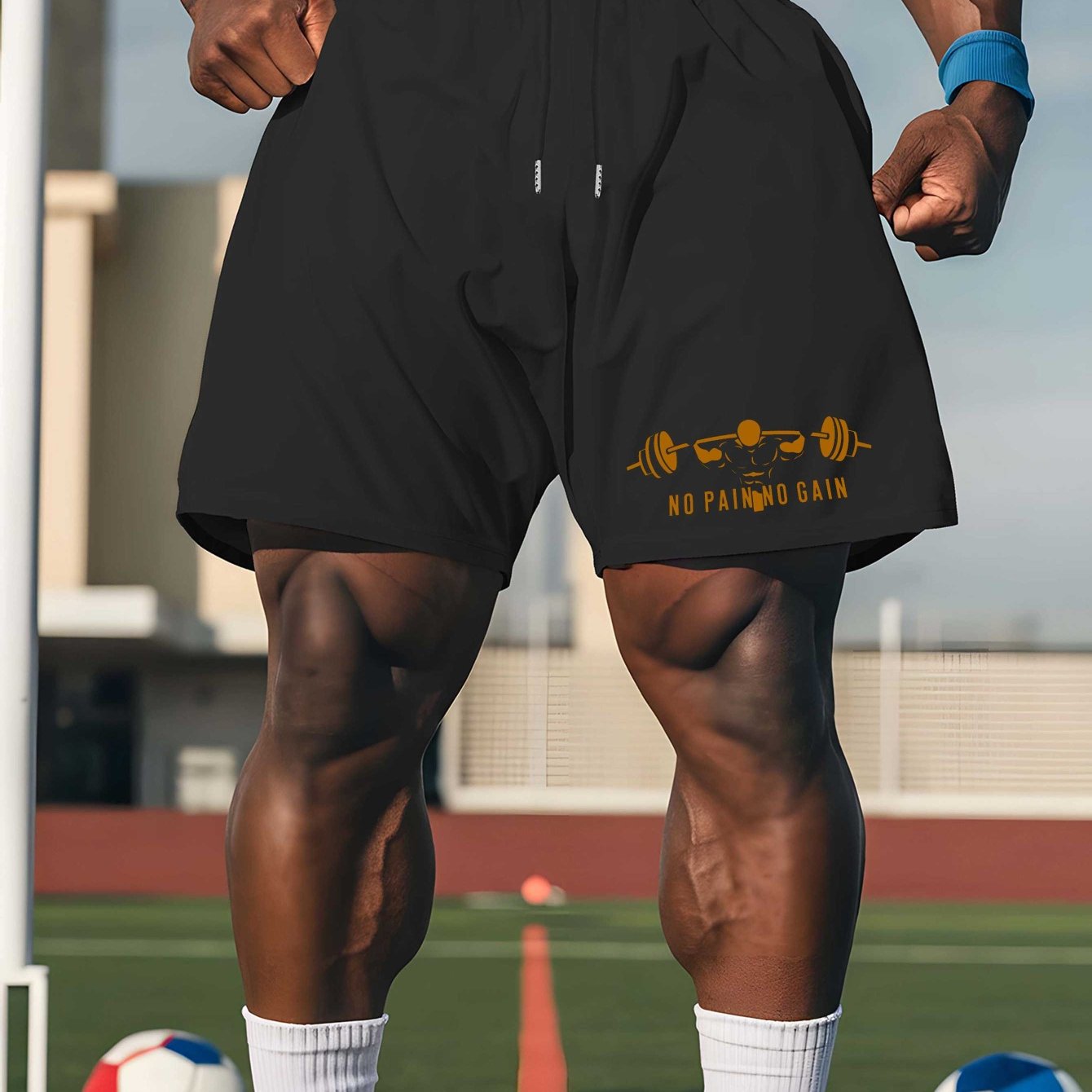 TEMU No Summer Men's Shorts Plus Size Outdoor Sports Men's Casual Shorts Solid Color Suitable For Basketball, Plus Size