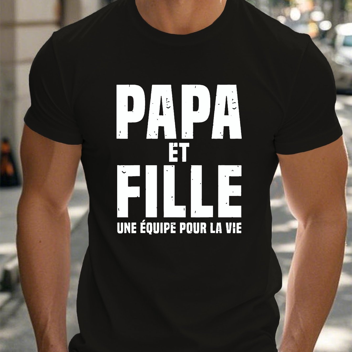 TEMU T-shirt de père-fille "PAPA ET FILLE" pour homme - Col rond décontracté, manches courtes, haut d'été léger avec détail de cœur, tenue