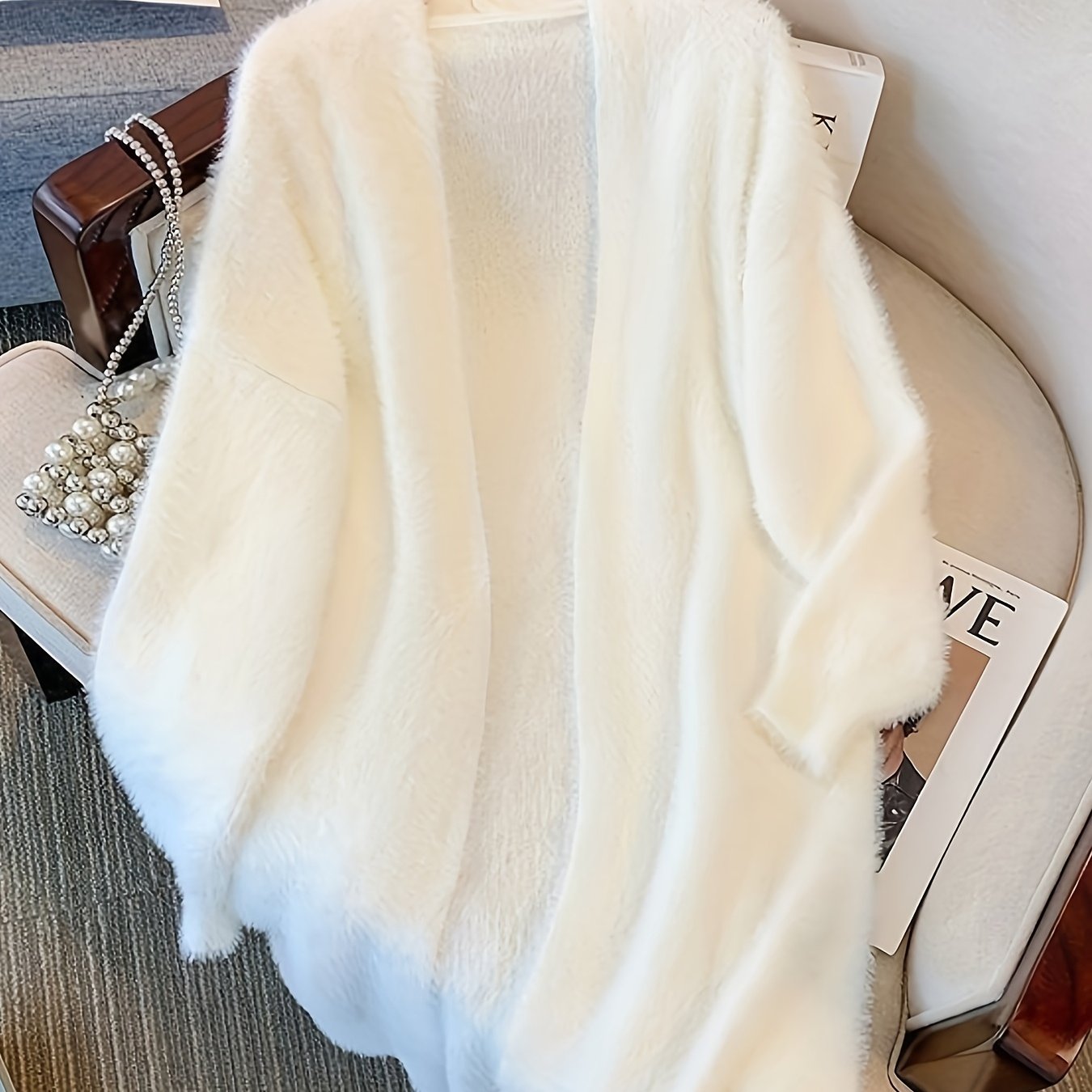 TEMU Cardigan delicato da donna, capospalla versatile a met� lunghezza per /inverno, , e soffice