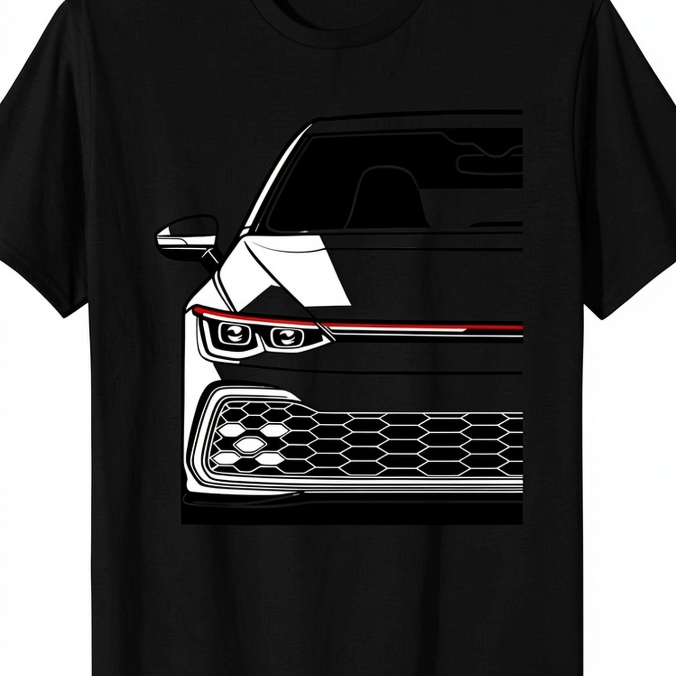 Image of 2026 Fashion Style T-shirt Men's T-shirt Black Car Front View Graphic Design For Auto Enthusiasts And Racing Fans