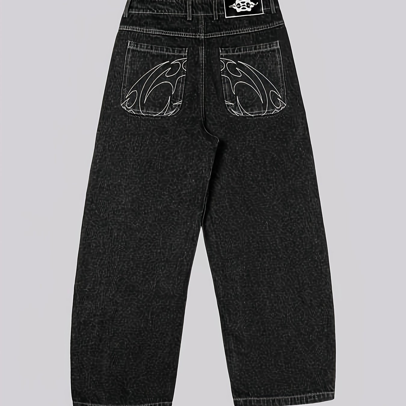 パンツ SWAGGER back embroidery denim SPANX | EveryWear Cropped Wide Leg Denim Jeans with Patch