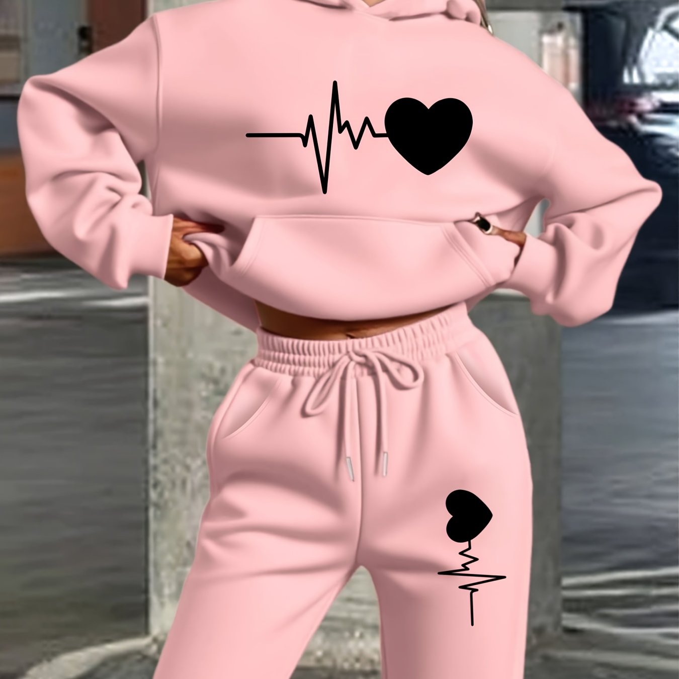 TEMU Nuovo Set da Donna con Felpa con Cappuccio e Pantaloni: Completo con Felpa Casual a Maniche Lunghe con Cappuccio e Felpa Casual con Coulisse e