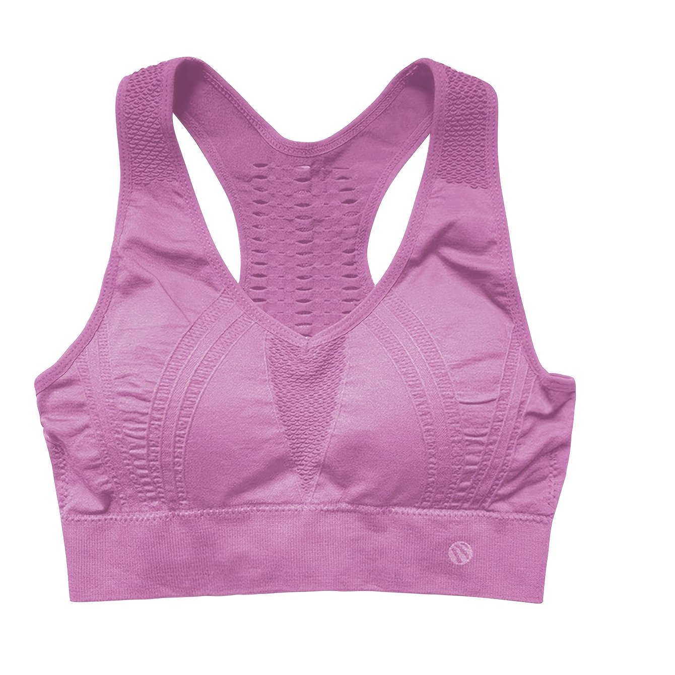 Image of Women's Plus Size High- Shockproof Sports Bra | Shock-absorbing Hollow Back, Strapless, Sleeveless, Solid Color, Ideal For Running, Fitness, Yoga