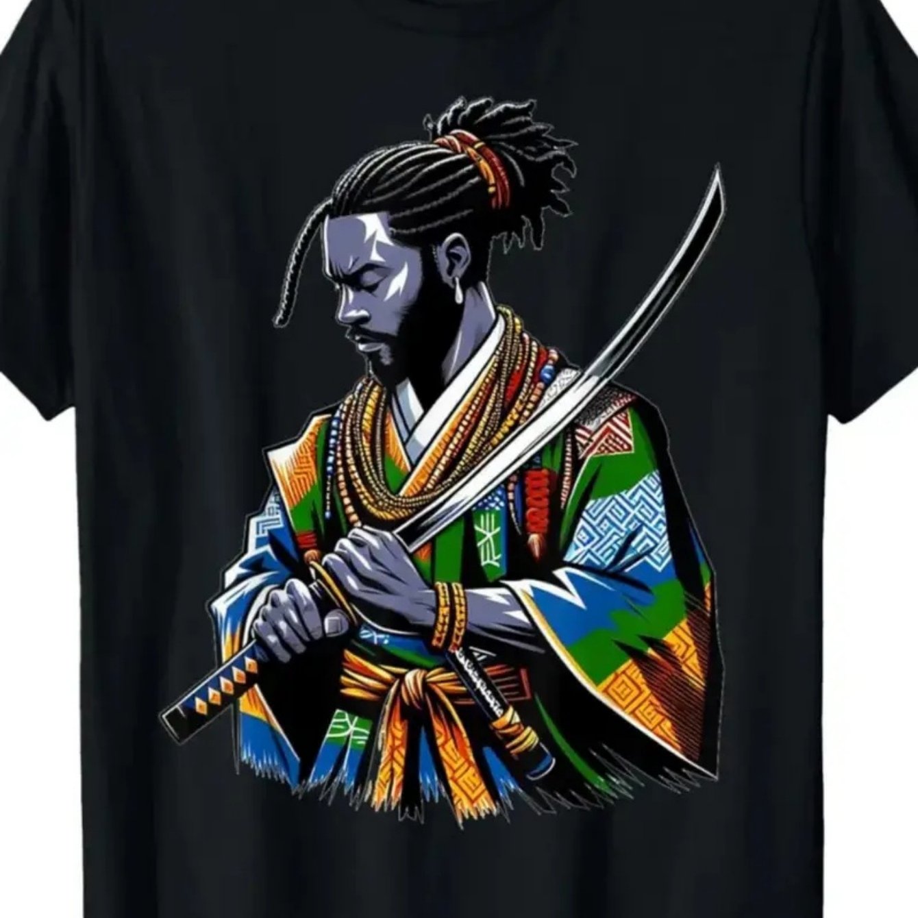 TEMU Unisex And Fashionable African American Anime Printed T-shirt, Round Neck, Soft Cotton Fabric, T-shirt, All Season Casual Short Sleeved T-shirt.