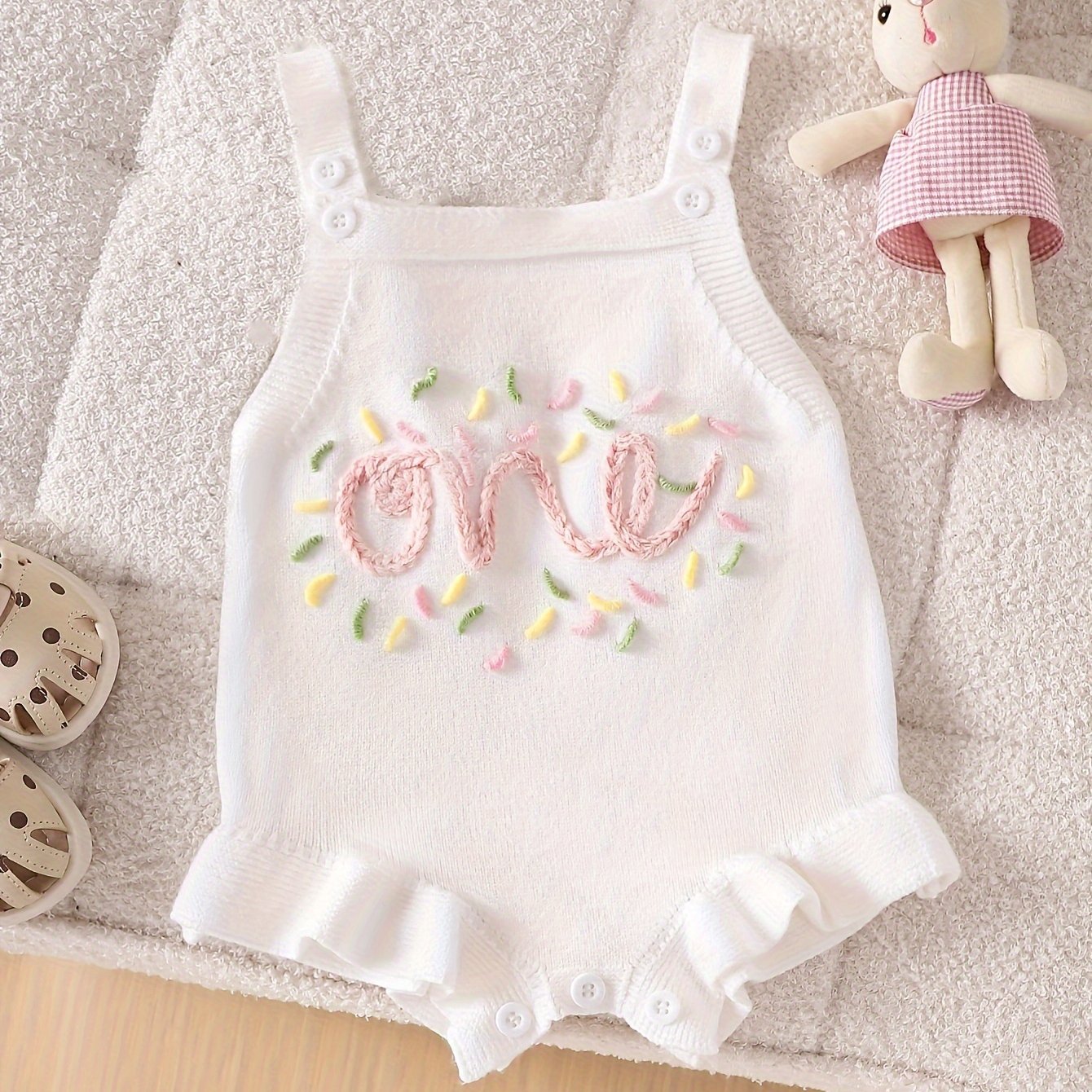 Girls' Autumn/winter One-year-old Letter Jacquard Camisole Triangle Bodysuit Sweater