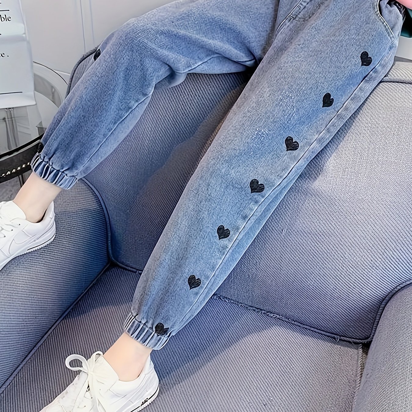 Image of Girls' Denim Jeans Spring Wear Korean Style Trendy Long Pants Girls' Spring Autumn Outerwear Trousers