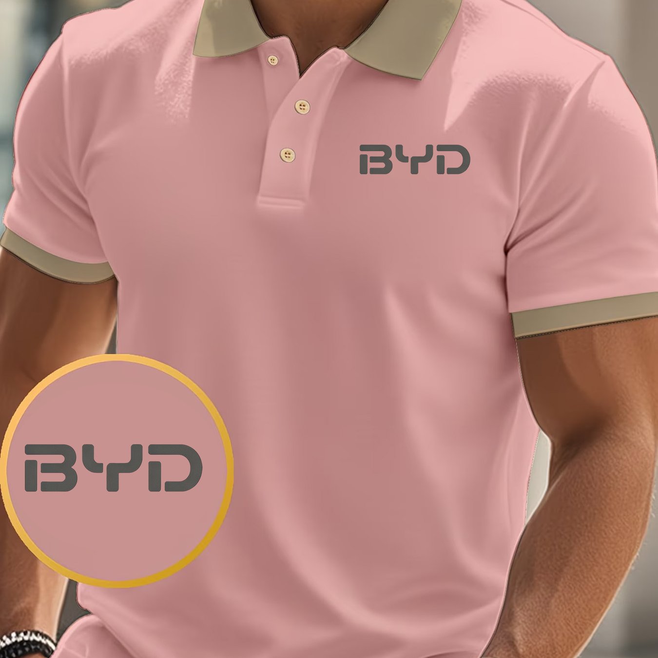 TEMU For Byd Printed 1pc Men's Summer Jsh881 Shirt, Golf Shirt, Short-sleeve Shirt, Soft, Comfortable, And Breathable Fabric For Outdoor Sports Or ,