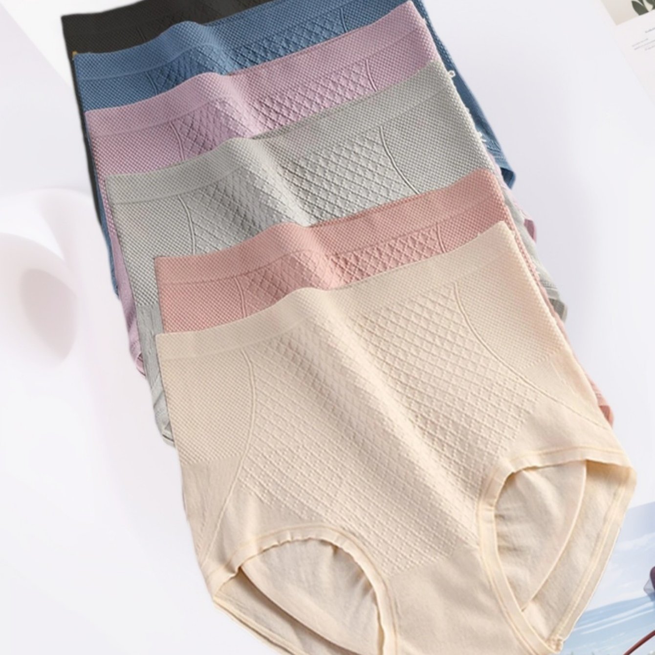 TEMU 6pcs Women High Waist Seamless Shapewear Underwear, Postpartum, Postnatal Body Shaping, High Elasticity, Minimalist Style, Breathable Full