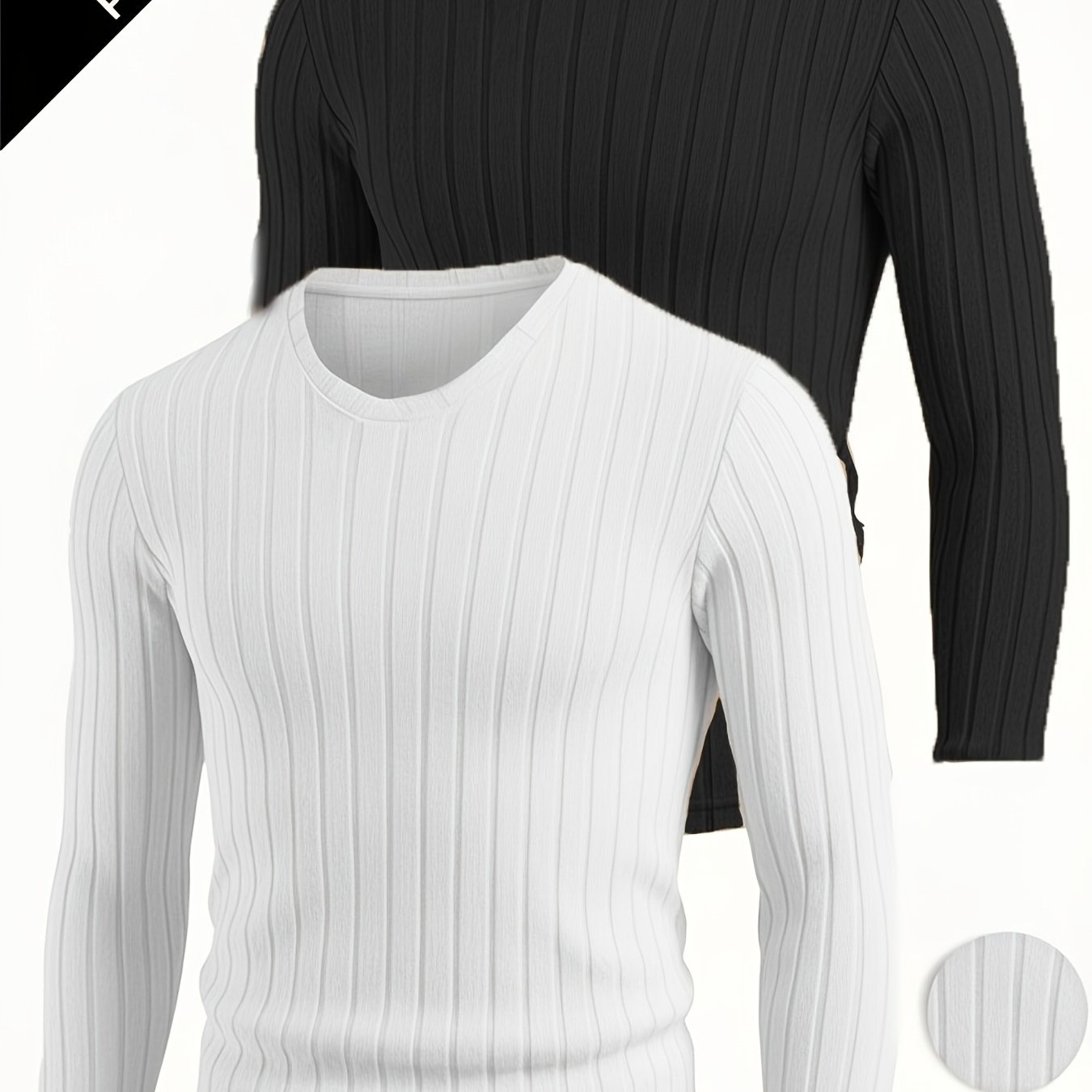 TEMU Ensemble 2 pièces pour Homme - Hauts Décontractés à Col Rond Manches Longues avec Motif Vertical Texturé pour Automne et Hiver