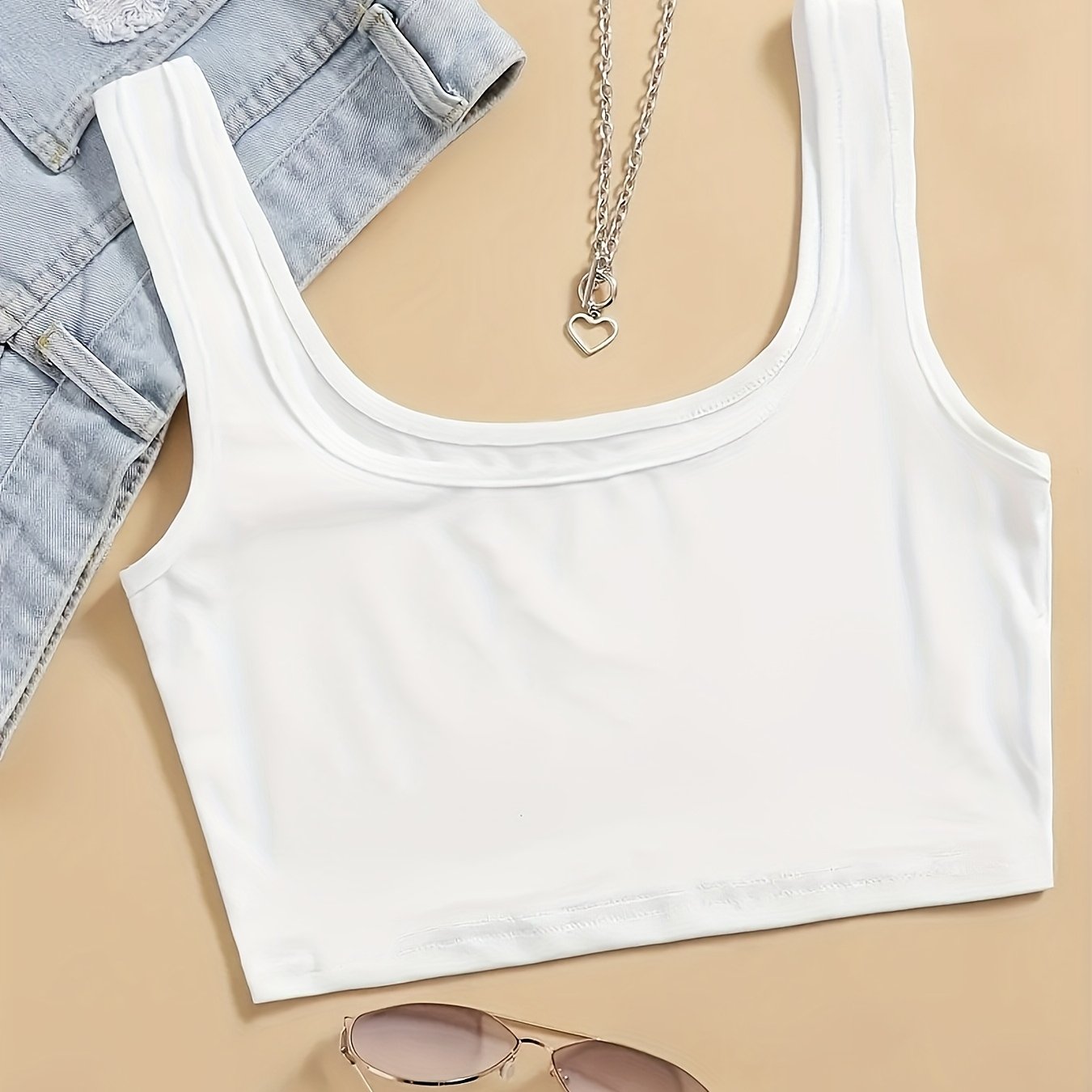 E-shop Ärmelloses Y2K Tank Top für Damen, figurbetont, einfarbig mit Rundhalsausschnitt, lässig und sexy, cropped Cut mit Stretch, geeignet für den