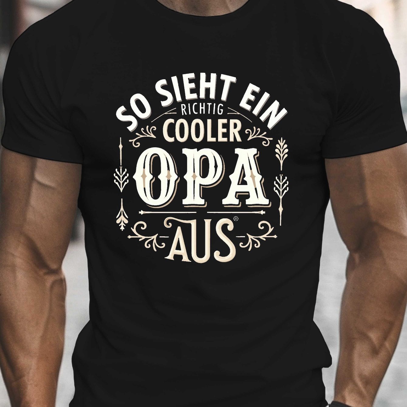 TEMU Opa Cool German Grandpa Quote Print, Men's Round Crew Neck Short Sleeve Tee, Casual T-shirtcasual Comfy Lightweight Top For Summer