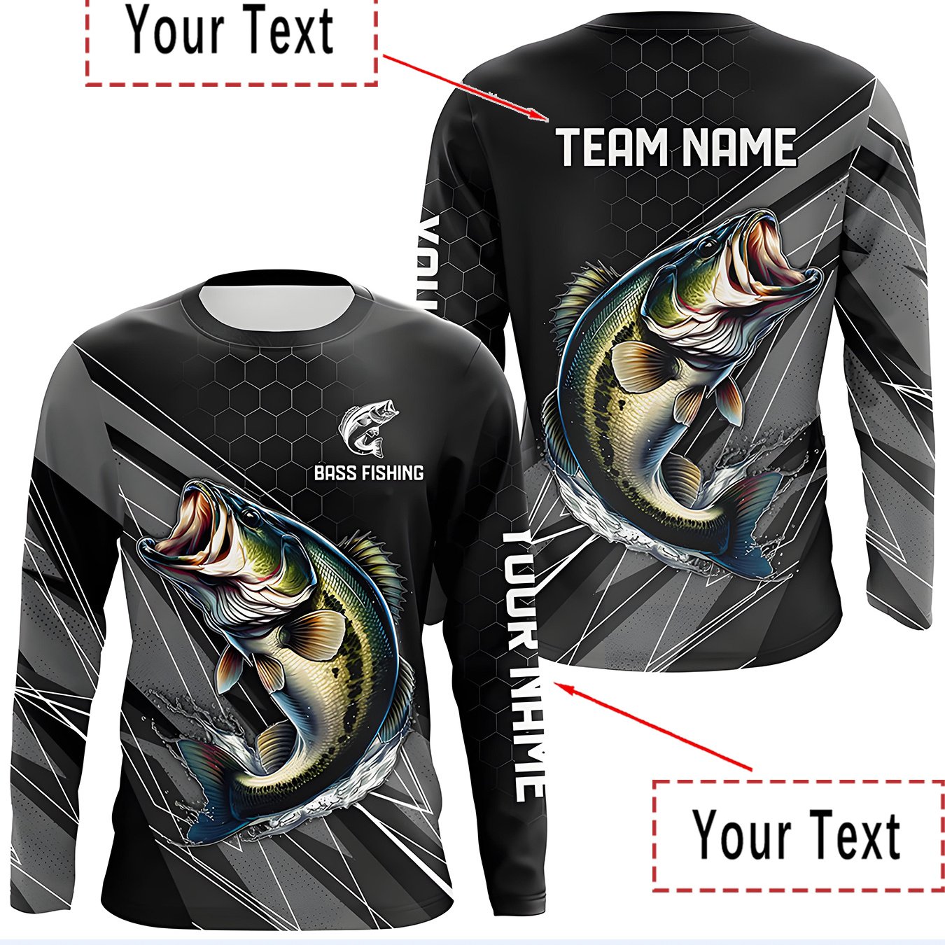 TEMU Custom Long-sleeved Fishing T-shirts, Customizable With Name And Name, Made Of Breathable Polyester Fabric, Professional Fishing T-shirts,