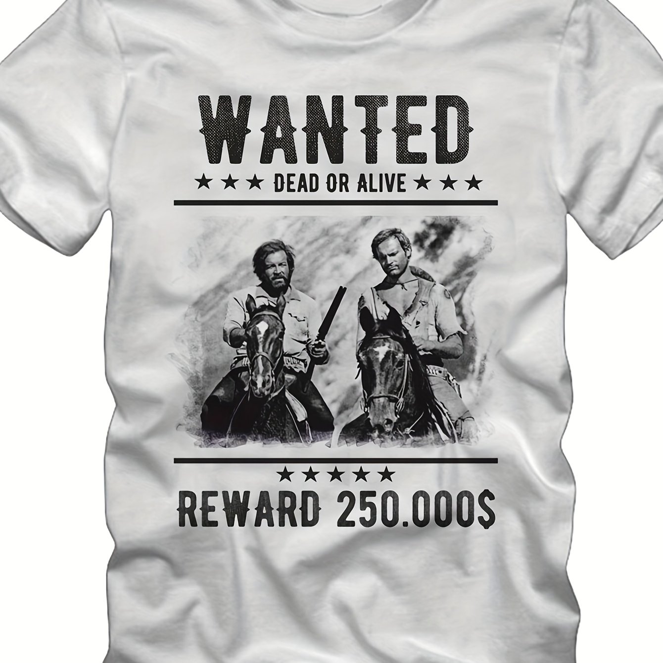Terence Hill " Called Him " Western Movie T-shirt - Iconic Wanted Poster Design With , Casual Round Neck Tee For , For Fans Of Classic Western Films