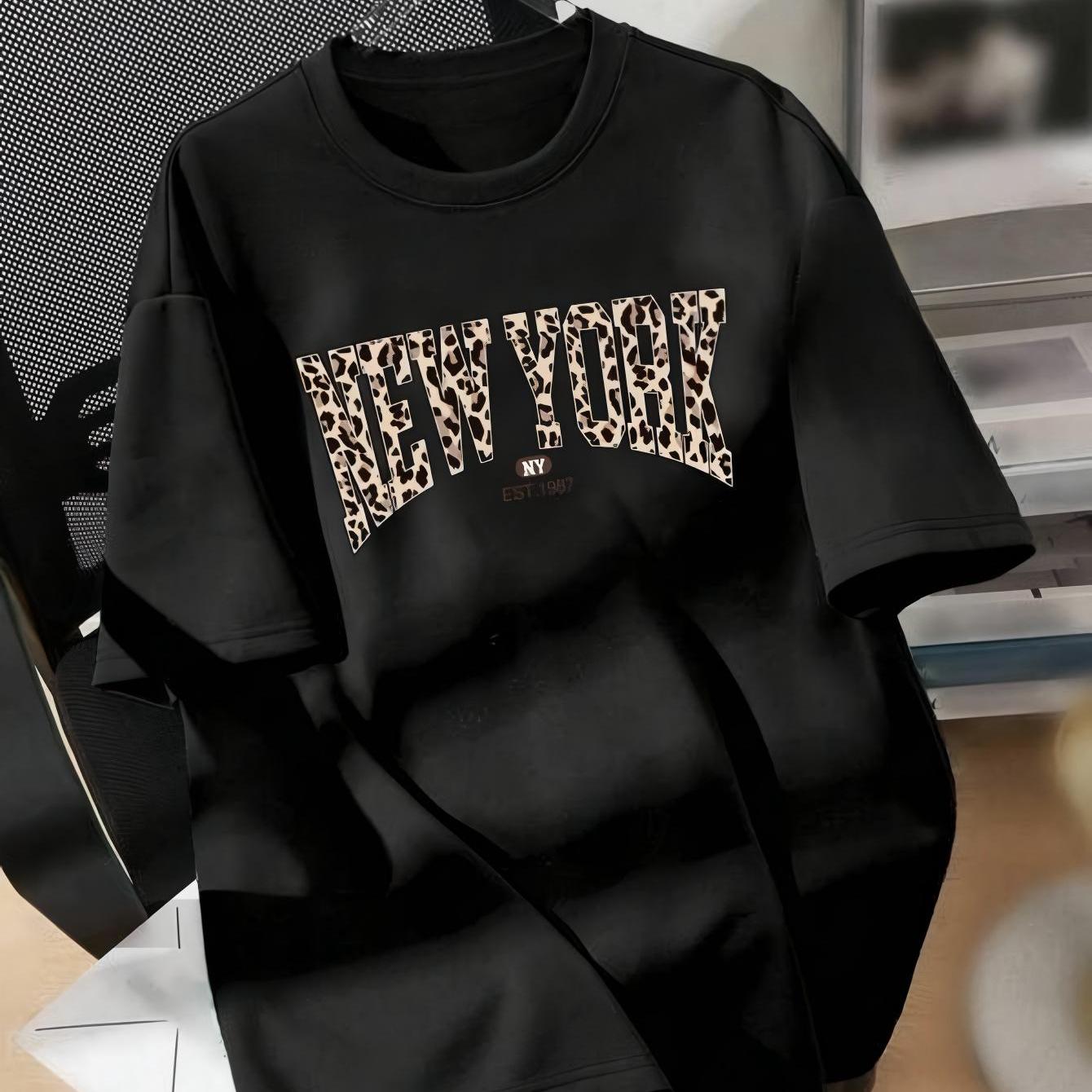 TEMU Women's Casual Short Sleeve Crew Neck T-shirt Letter Print Top Summer Us Size â Soft Daily Tee