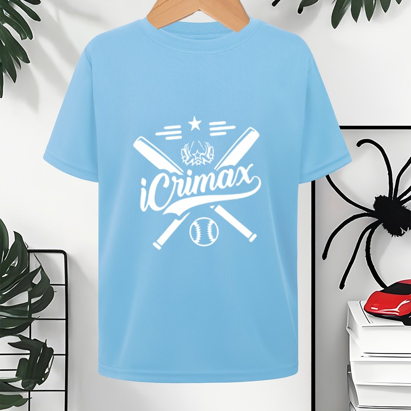 E-shop Jungen IcRimax Print T-Shirt – Atmungsaktives Kurzarm-Rundhals-Shirt mit -Design, Maschinenwaschbares Bequemes Oberteil für Spieltermine &