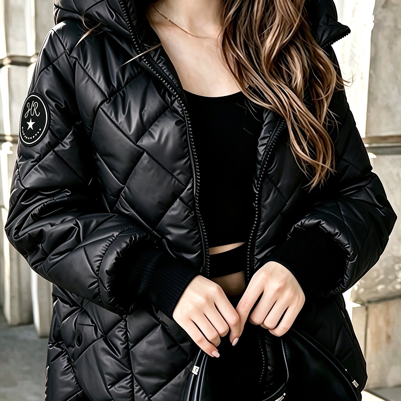 TEMU Women's Stylish Autumn/winter Loose Hooded Jacket, New , Fashionable,, And Warm, Soft And -friendly Fabric, Windproof And Cold-resistant,