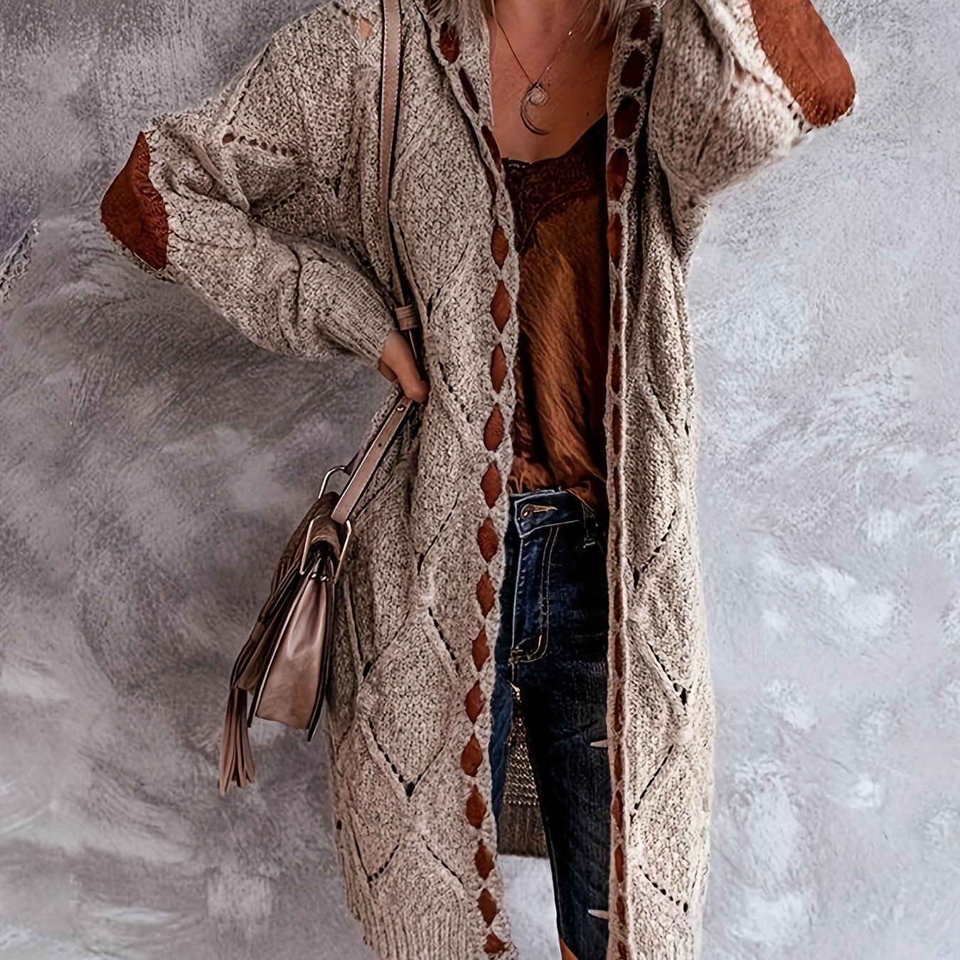 TEMU Pull de mode pour femmes Rachel'S Directional avec une corde et un cardigan à capuche